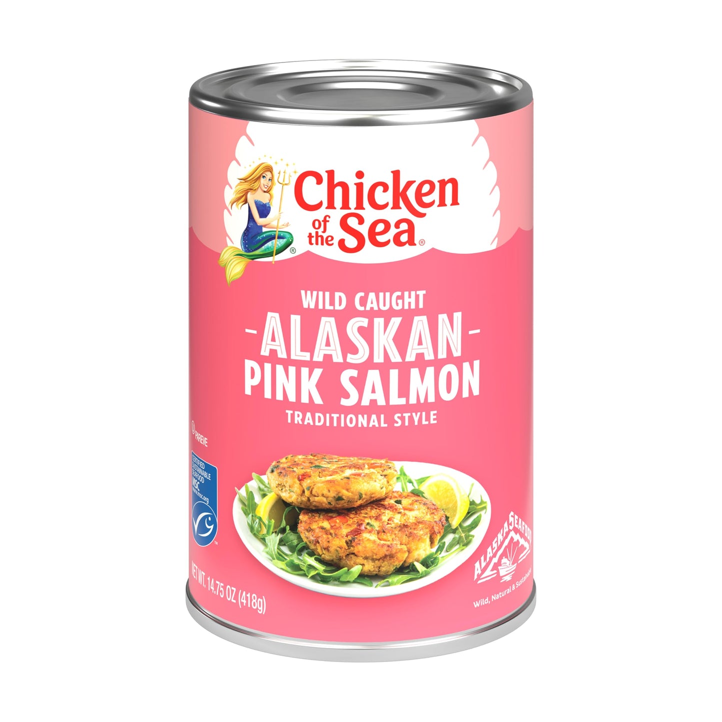 Chicken of the Sea Alaskan Pink Salmon, 14.75 Ounce Cans (Pack of 12), Wild Caught Canned Salmon, Traditional Style