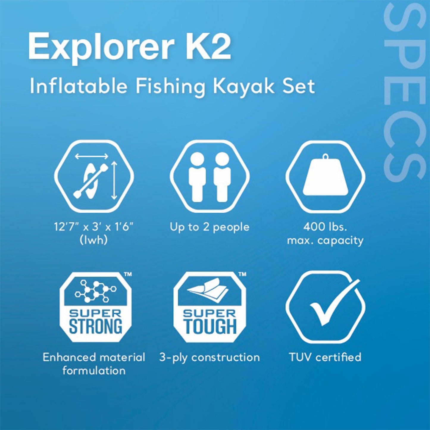 INTEX 68309EP Excursion Pro K2 Inflatable Kayak Set: Includes Deluxe 86in Kayak Paddles and High-Output Pump – SuperTough PVC – Adjustable Bucket Seat – 2-Person – 400lb Weight Capacity, 2-Pack
