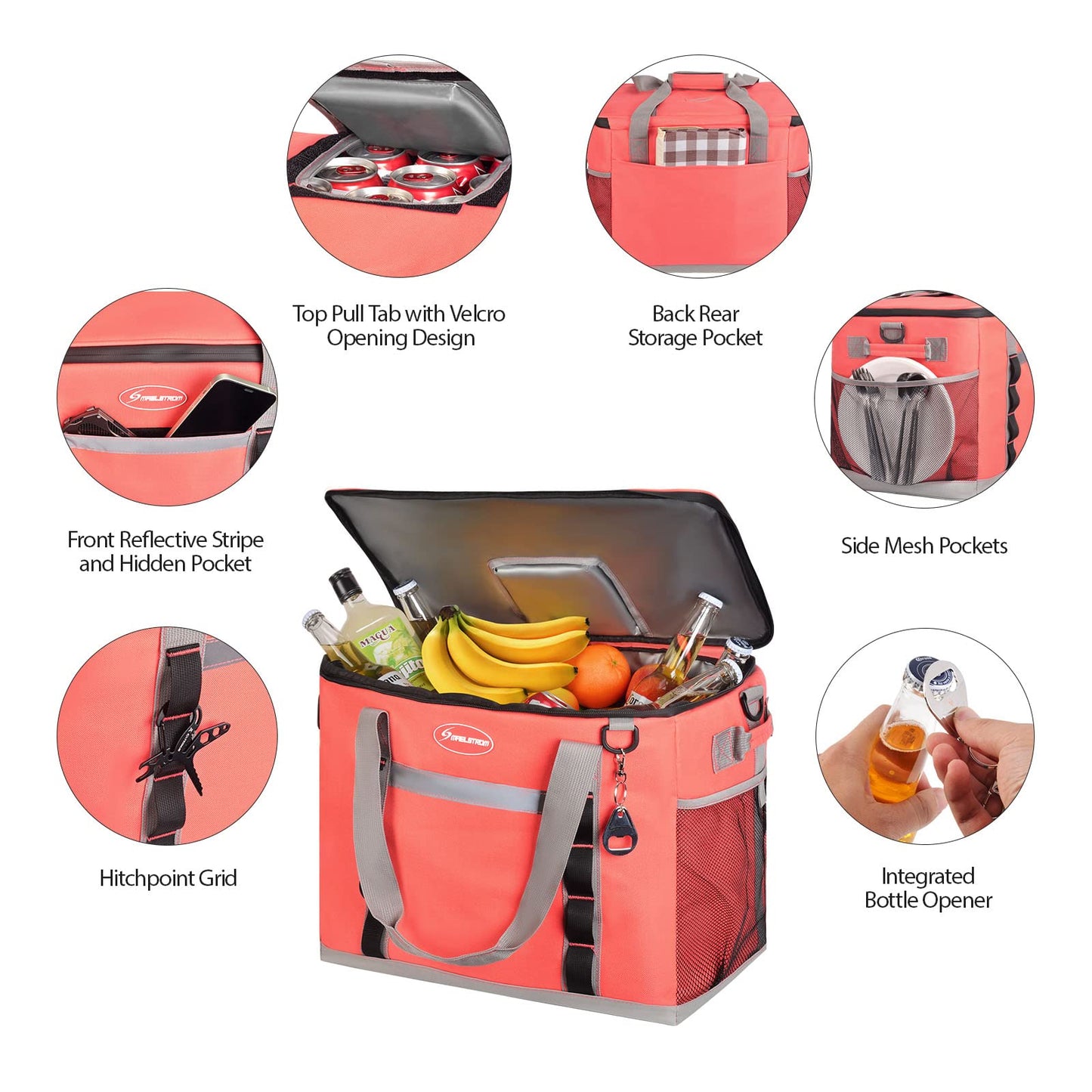Maelstrom Soft Cooler Bag,Collapsible Soft Sided Cooler,24/30/60/75 Cans Beach Cooler,Ice Chest,Large Leakproof Camping Cooler,Portable Travel Cooler for Grocery Shopping,Camping,Road Trips