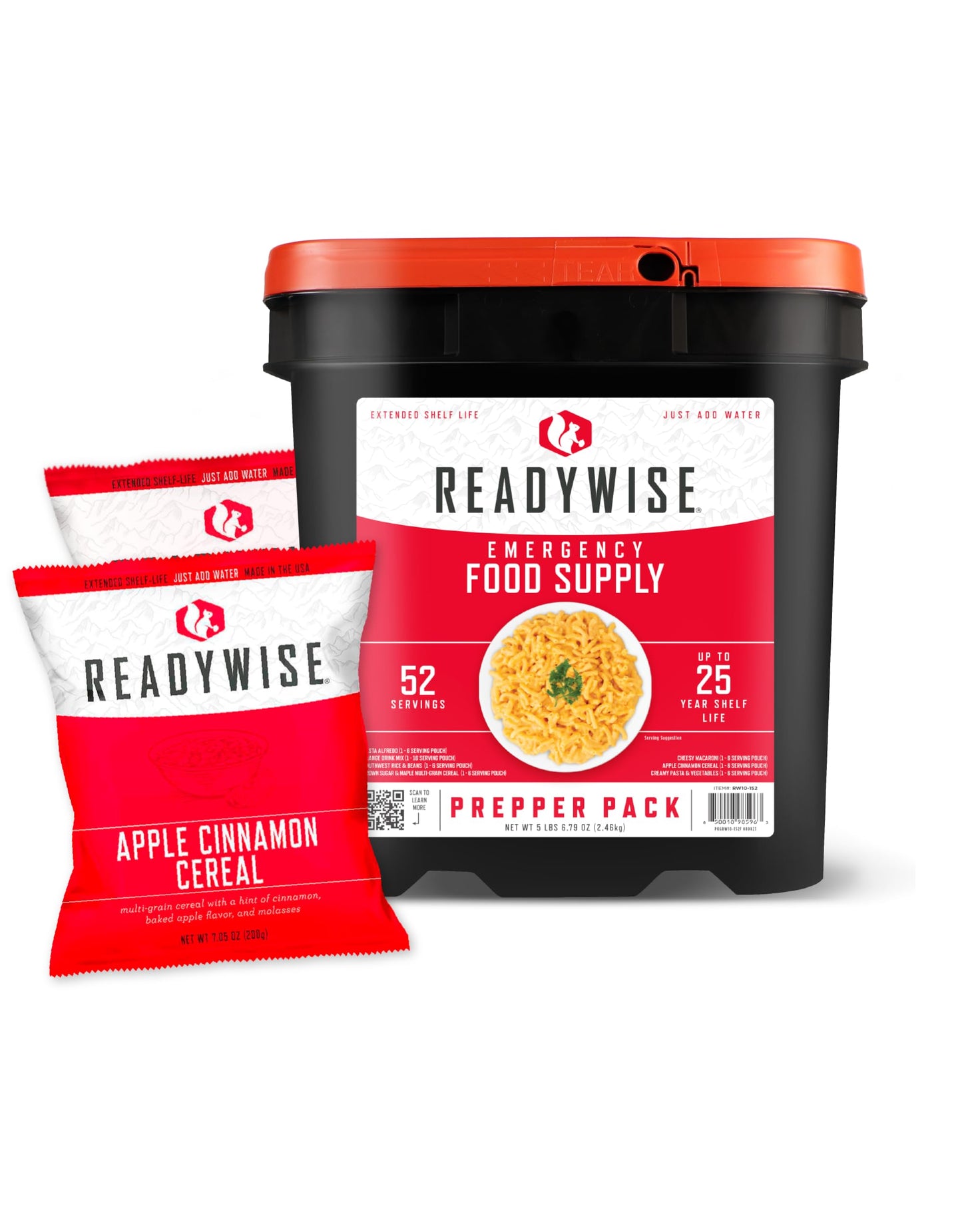 READYWISE - Emergency Food Supply Bucket, 120 Servings, MRE Meal Food Supply, Premade, Freeze Dried Survival Rations for Hiking, Adventure & Camping Essentials, Individually Packaged, 25 Year Shelf Life