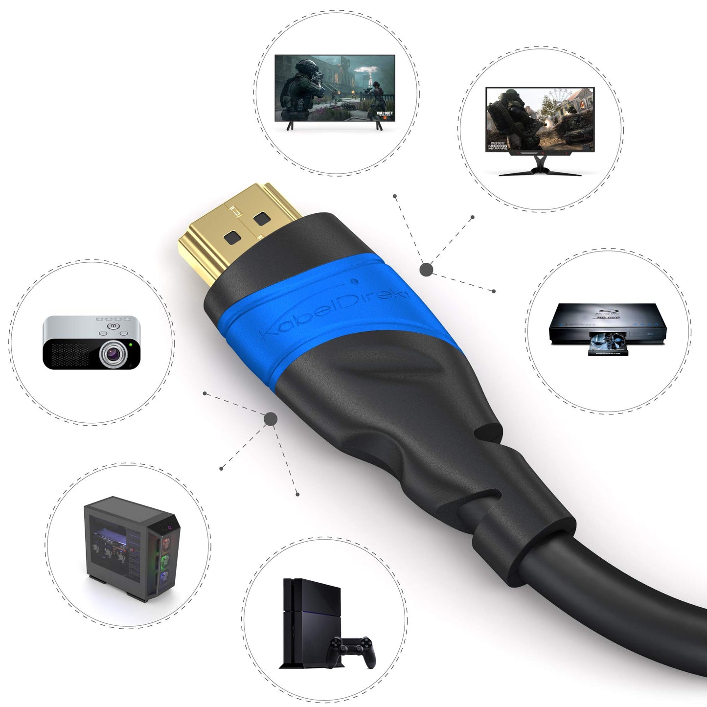 KabelDirekt – 8K / 4K HDMI Cable – 6ft & More HDMI Cables (0.5ft–75ft) – German-Engineered HDMI Cord – Supports 10K/8K@60Hz/4K@120Hz – HDMI Cable for PlayStation 3/4/5, HDTV, PC, Game Consoles