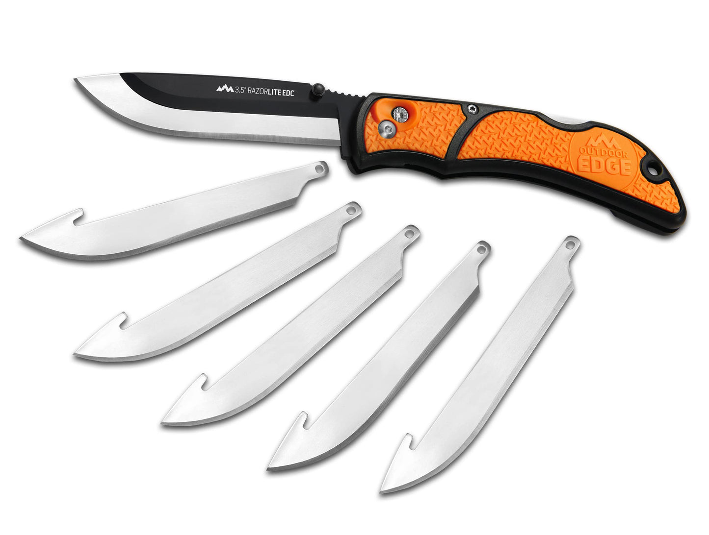 OUTDOOR EDGE 3.5" RazorLite EDC Knife. Pocket Knife with Replaceable Blades and Clip. Perfect For Hunting and Skinning Deer. Gray with 6 Blades