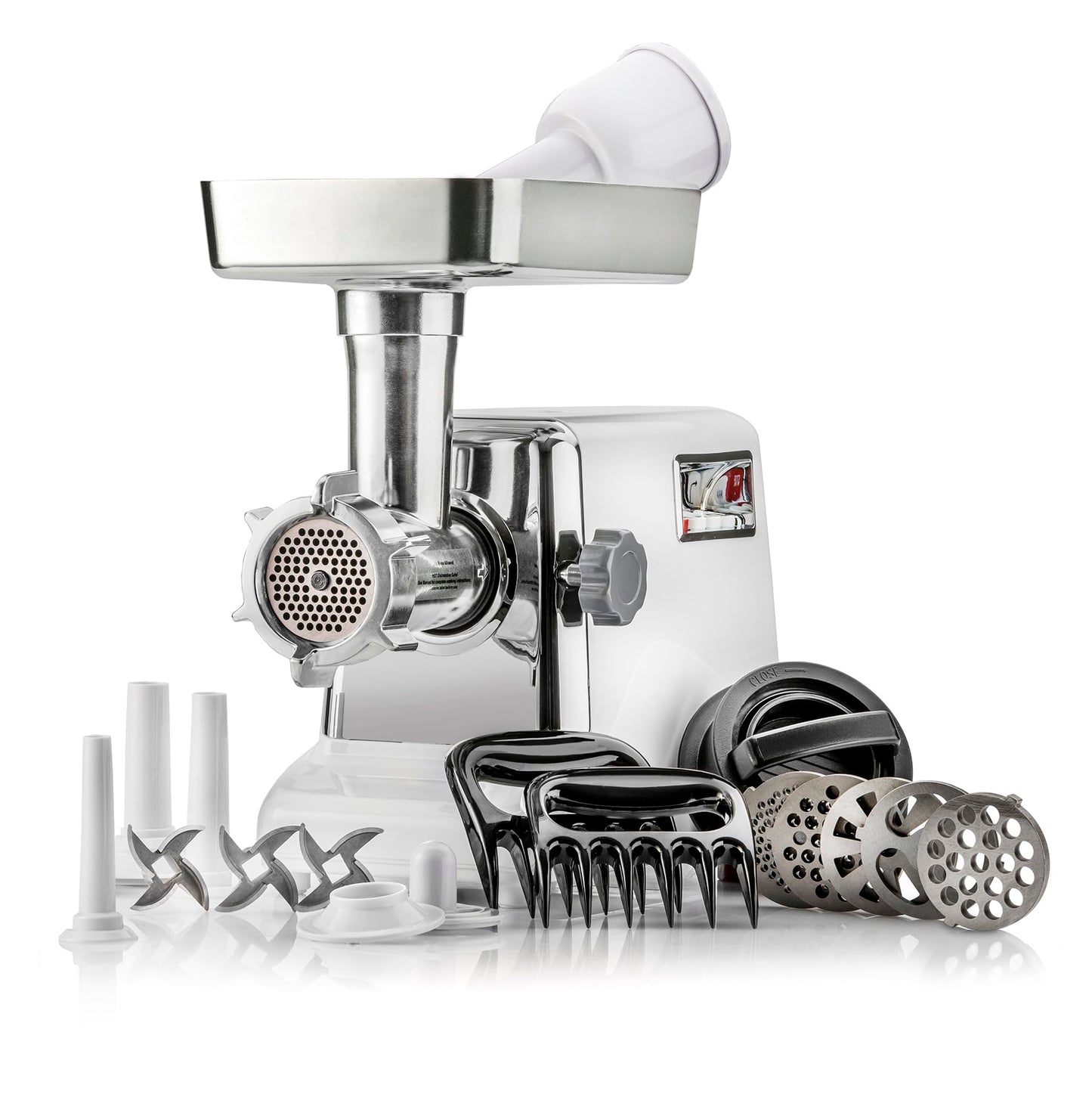 Turboforce 3000 Series 6-in-1 Electric Meat Grinder | 3000W Max | 3-Speed | Foot Pedal | 5 Grinding Die | 3 Stainless Steel Blades | Sausage Stuffer | Kubbe Maker & More Included