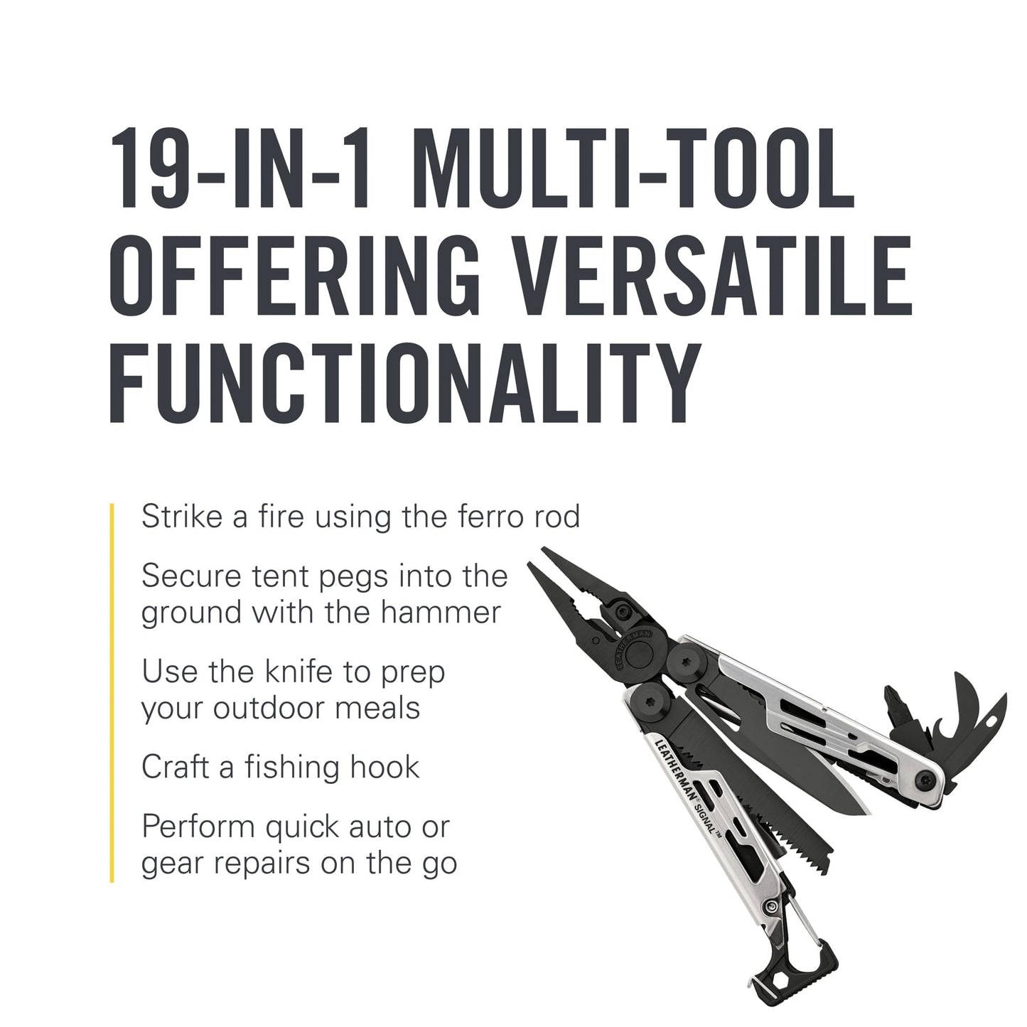 LEATHERMAN, Signal, 19-in-1 Multi-tool for Outdoors, Camping, Hiking, Fishing, Survival, Durable & Lightweight EDC, Made in the USA, Topographical Print