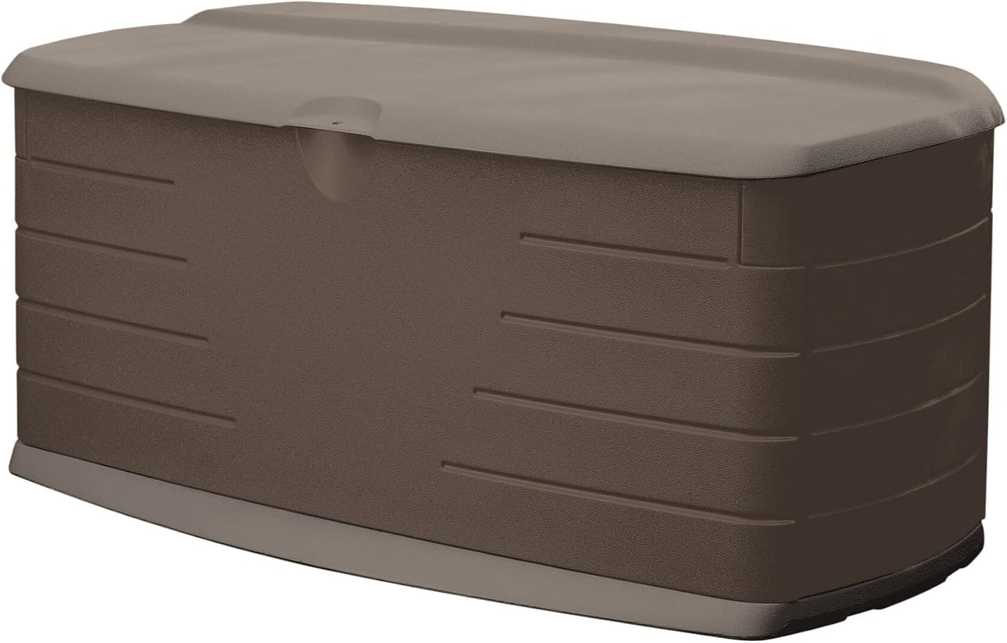Rubbermaid Extra Large Resin Outdoor Storage Deck Box with Seat (120 Gal), Weather Resistant, Brown, Deck Organization for Home/Backyard/Pool Chemicals/Toys/Garden Tools/Porch/Patio Cushions