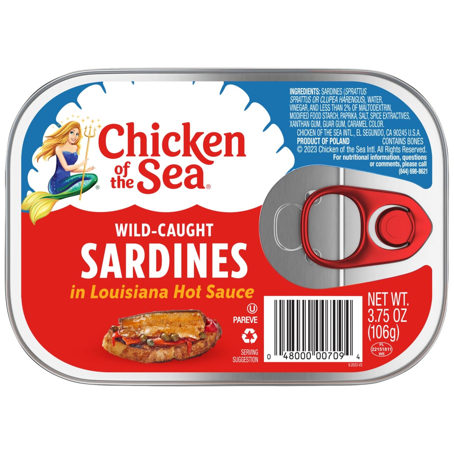 Chicken of the Sea Sardines in Olive Oil, 3.75 oz. Cans (Pack of 18), Wild Caught Canned Sardines, Packaging May Vary