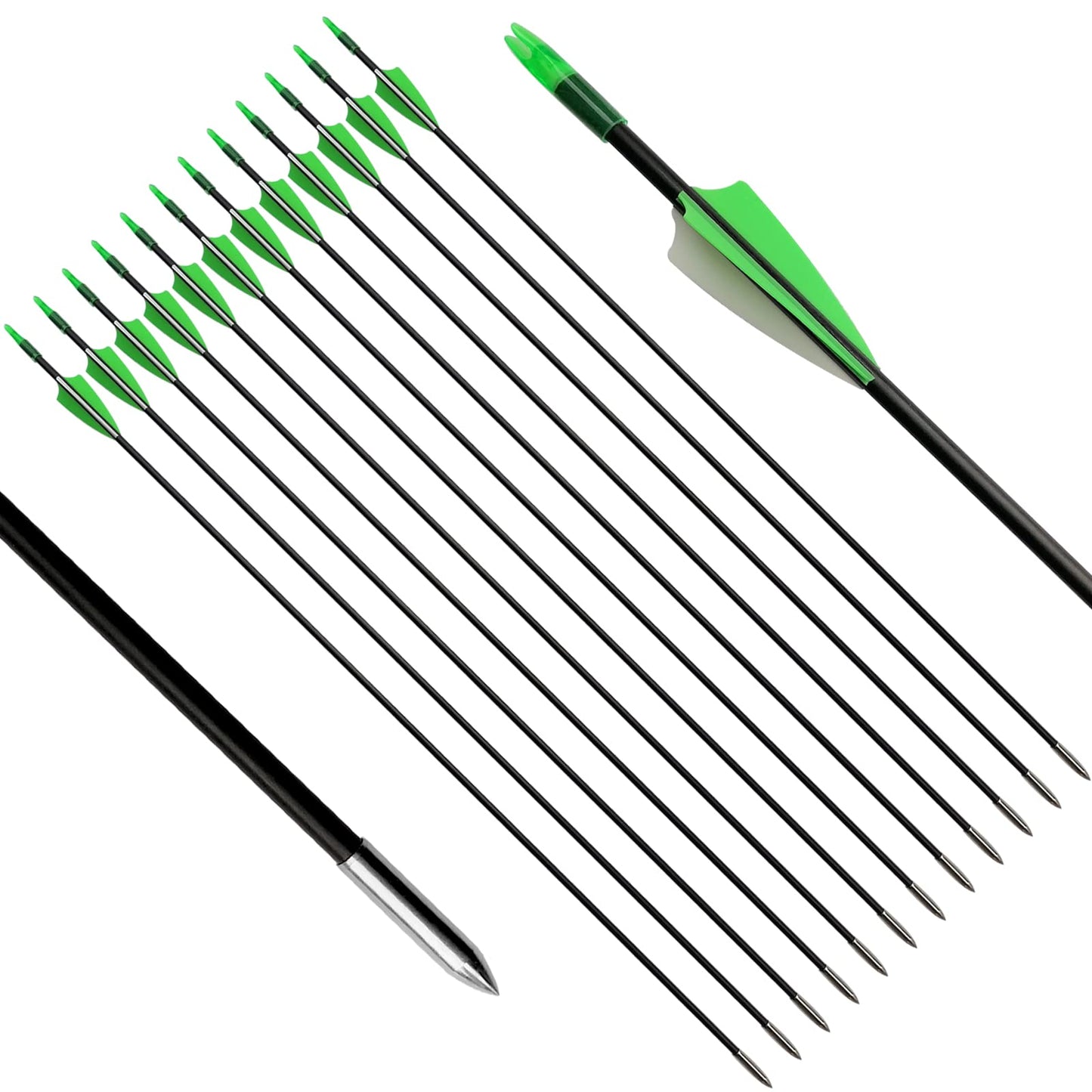 31" Fiberglass Arrows Archery Training Practice Target Arrows with Durable Shaft Blunt Tip for Kids Youth or Beginners for Recurve Bow Long Bow