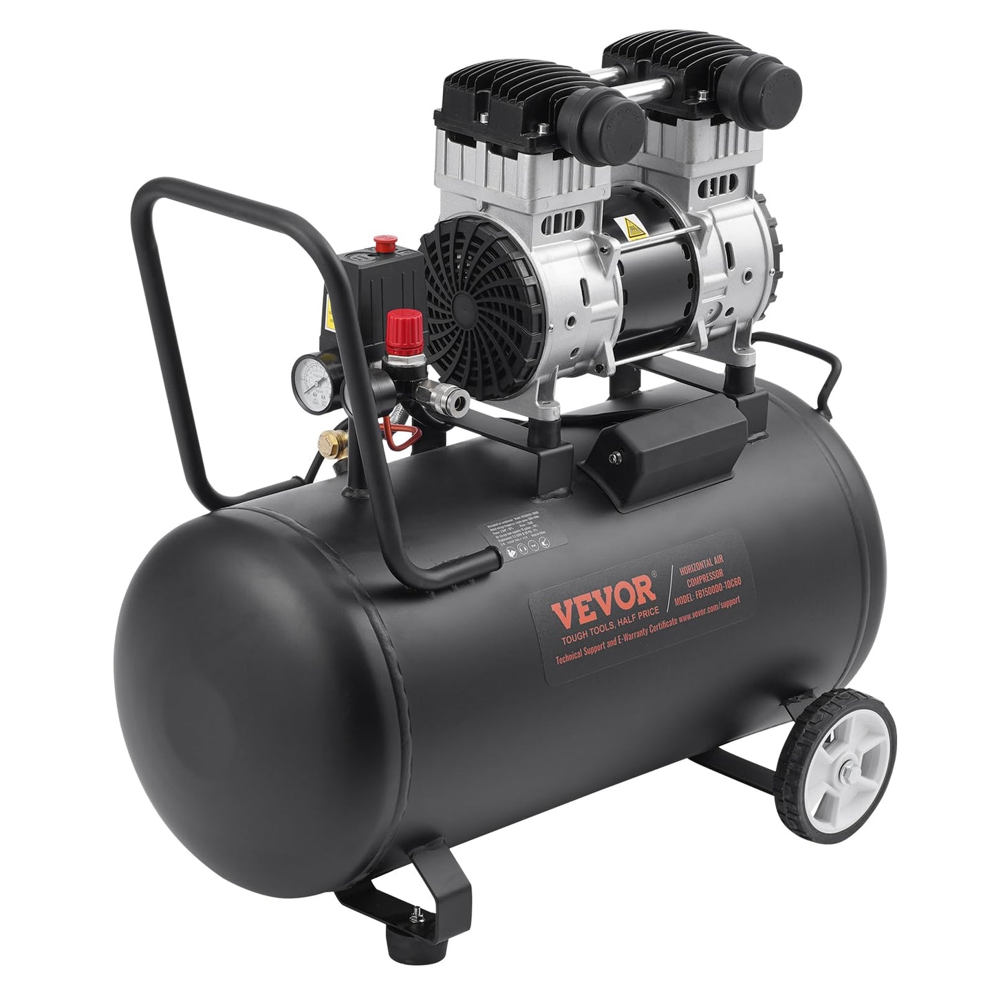 VEVOR 6.3 Gallon Air Compressor, 2 HP 3.35 CFM@90PSI Air Compressors with Max. 116PSI Pressure, Oil Free Compressor Tank for Auto Repair, Tire Inflation, Spray Painting, Woodwork Nailing