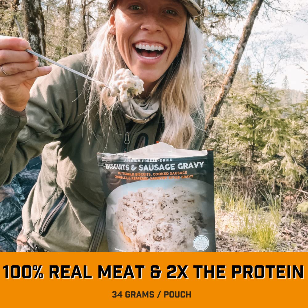 Peak Refuel Biscuits and Gravy | Premium Freeze Dried Camping Food | Backpacking & Hiking MRE Meals | Just Add Water | 100% Real Meat | 34g of Protein | 2 Serving Pouch (2 Serving Pouch)