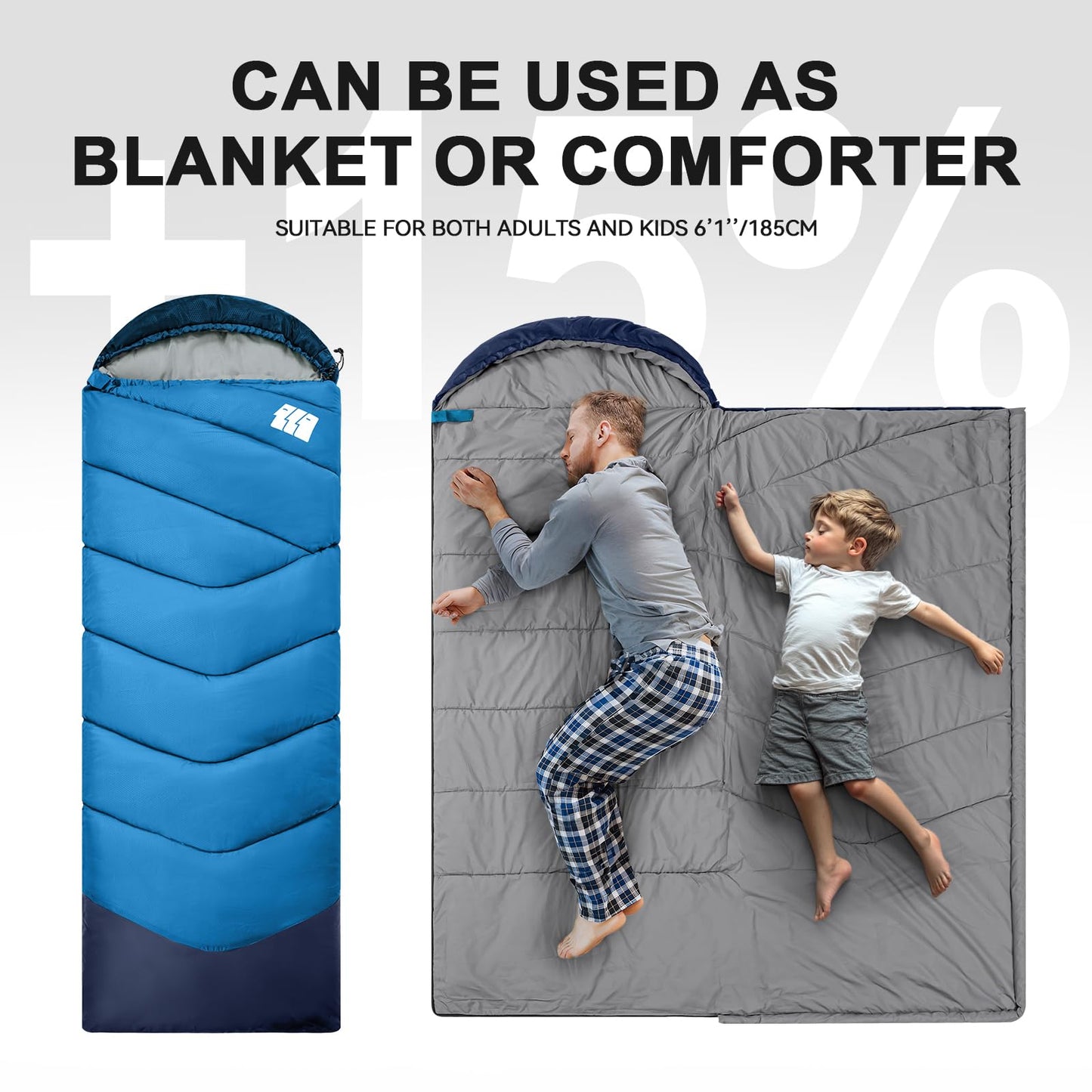 Sleeping Bags for Adults Cold Weather,Portable, Waterproof,Lightweight Sleeping Bag for Tall Girls Boys with Compression Sack for Warm Camping, Hiking, Outdoor & Indoor