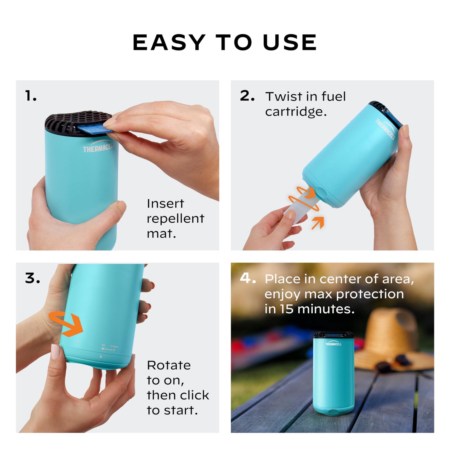 Thermacell Mosquito Repeller Patio Shield; Includes 12-Hour Refill; 15 Foot Zone of Protection; Highly Effective Mosquito Repellent for Patio; Bug Spray Alternative; Scent Free