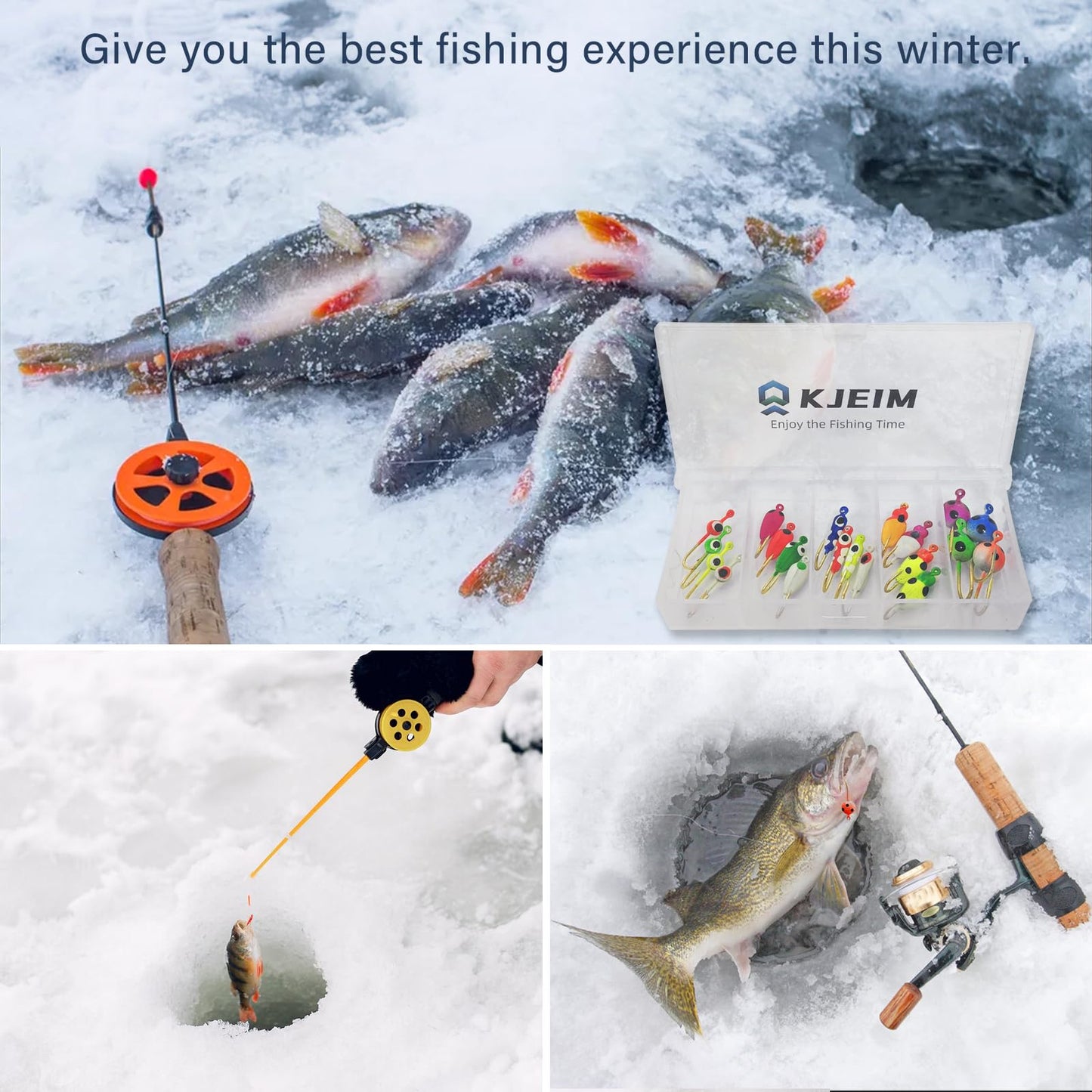 Ice Fishing Jigs Luminous Ice Fishing Lures Glowing Jig Gear Winter Fishing Jigging for Crappie Pike Panfish Walleye Perch Bluegill 6pcs/20pcs