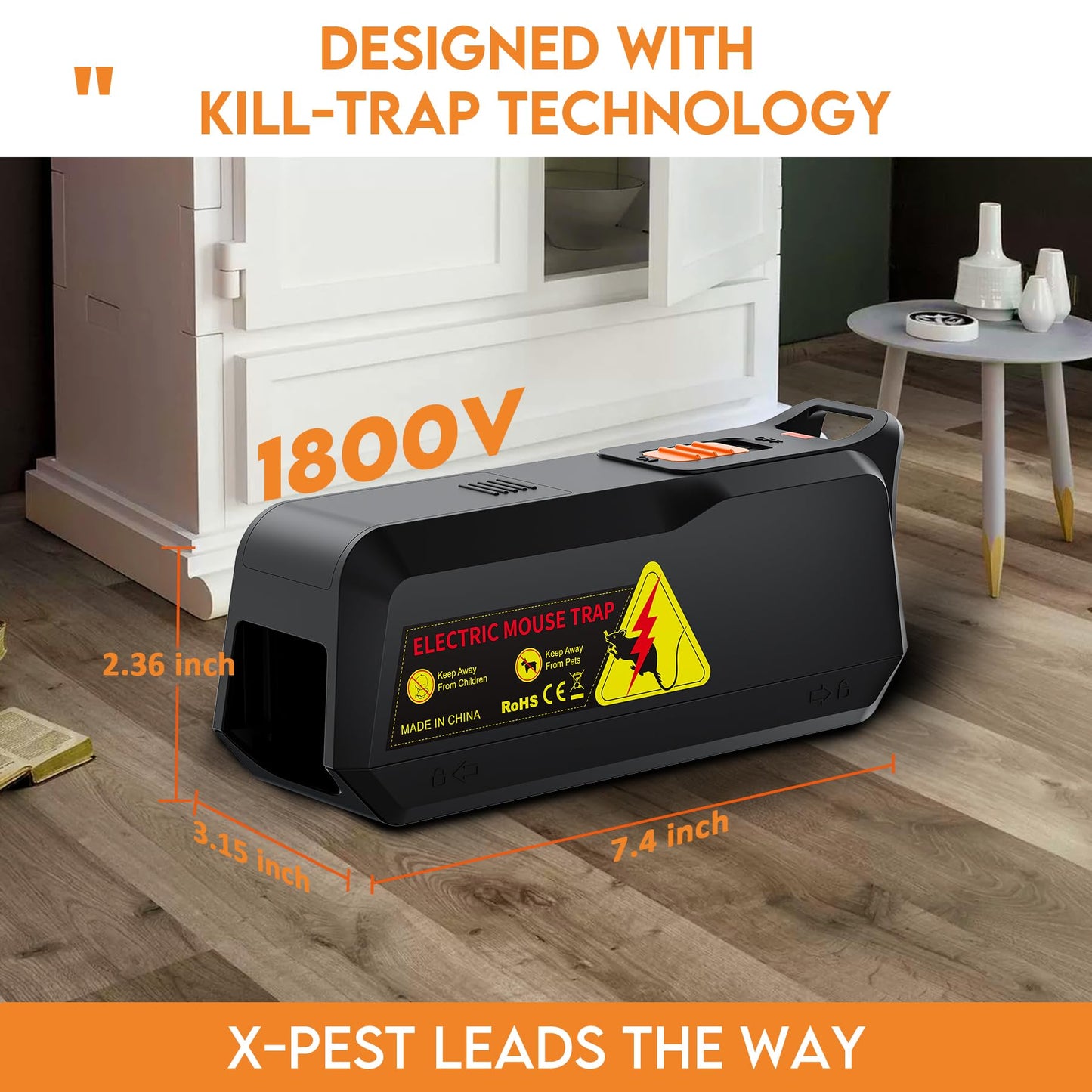 Electronic Mouse Trap, Electric Mouse Killer Zapper, Reusable for Indoor & Outdoor Use, No Touch No See, Effective Rodent Control
