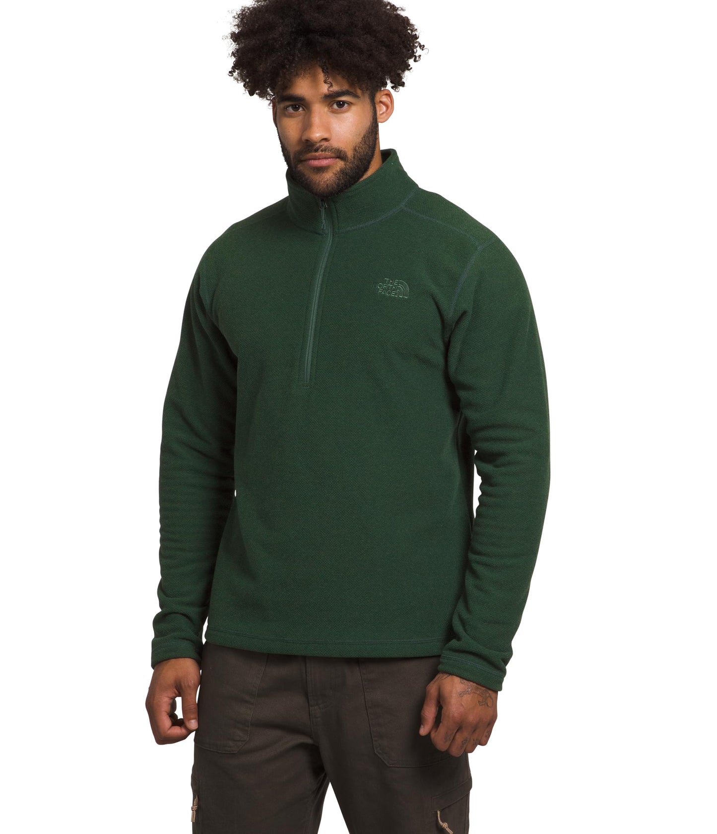 THE NORTH FACE Men's Textured Cap Rock 1/4 Zip Pullover | Fleece Jacket, Fold Over Collar & Embroidered Logo
