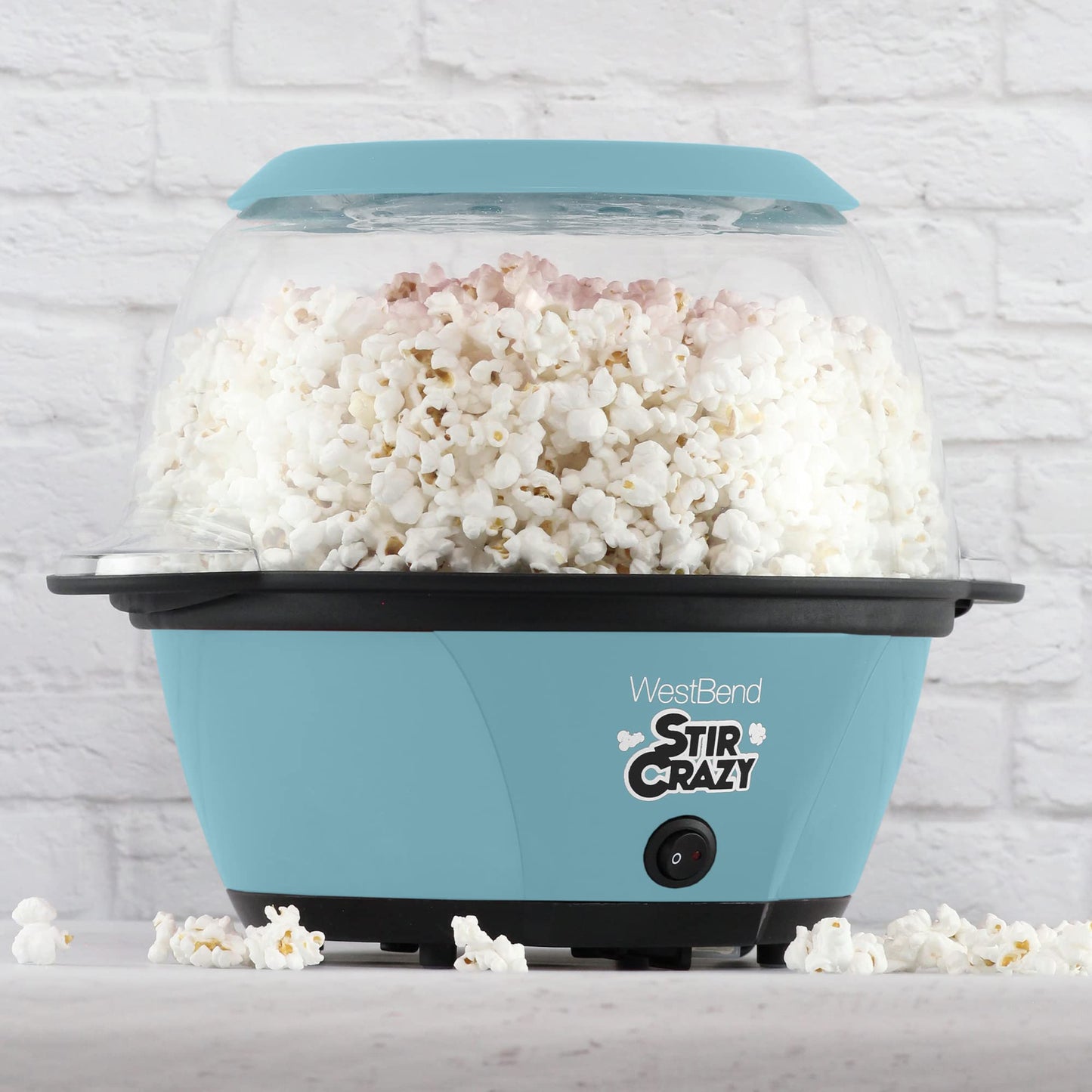 West Bend Stir Crazy Hot Oil Popcorn Popper, Popcorn Maker Machine with Large Serving Bowl Lid and Stirring Rod Perfect for Movie Night Snack Time or Parties, 6-Quart, Red