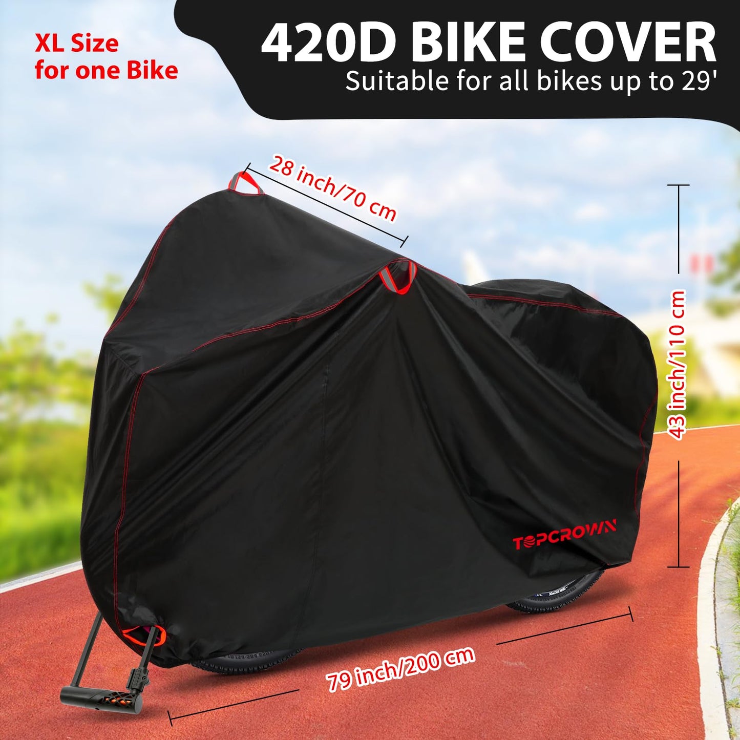 Bike Cover Waterproof Outdoor Storage for 1/2/3 Bikes, Bicycle Cover Rain Sun UV Dust Wind Proof with Storage Bag for Mountain Road Bike/Ebike (210D Black+Green, XL Size for 1 bike)