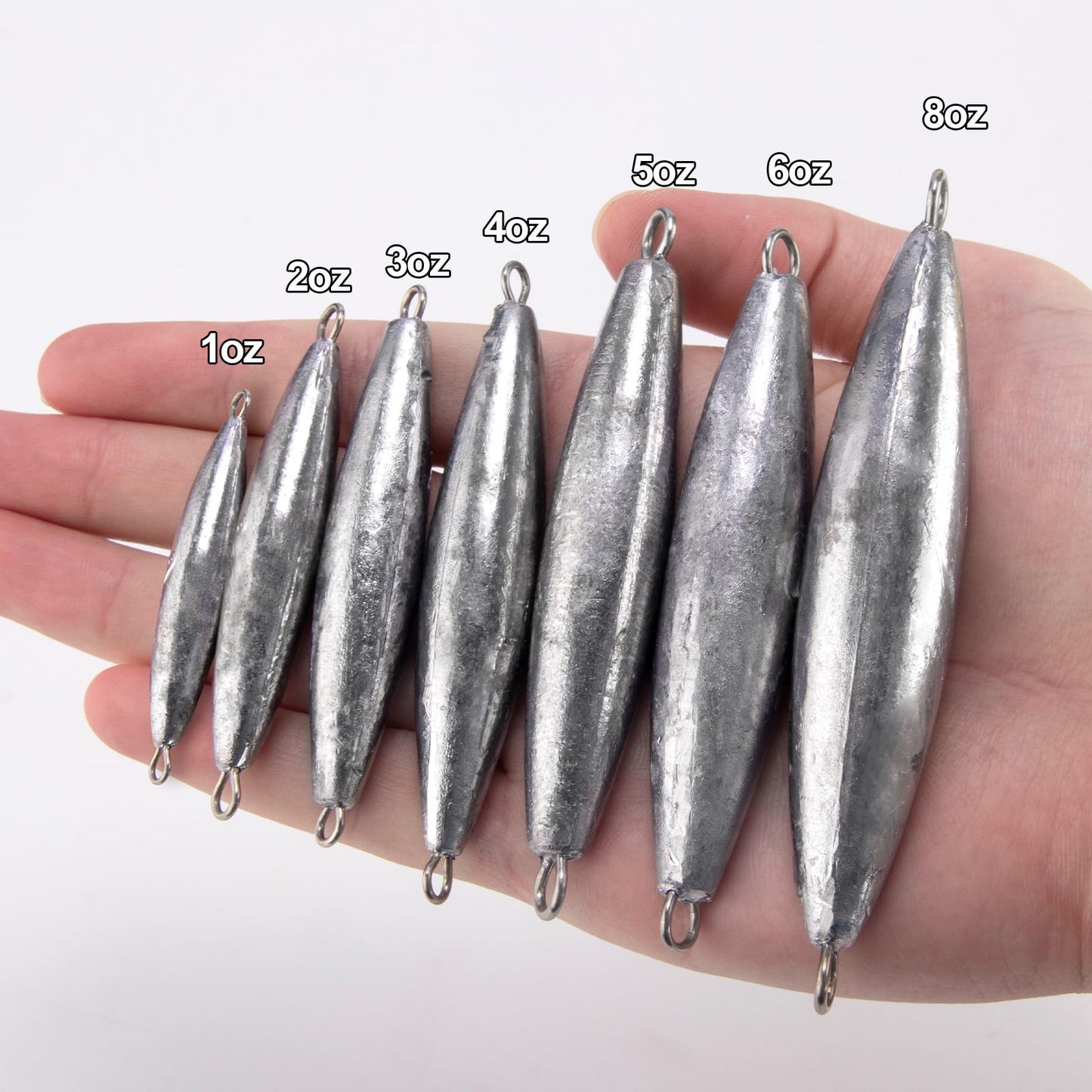 Dr.Fish 5 Pack Inline Trolling Sinker Torpedo Fishing Weight Lead Fishing Weight Sinker Double Ring Saltwater Offshore Boat Fishing