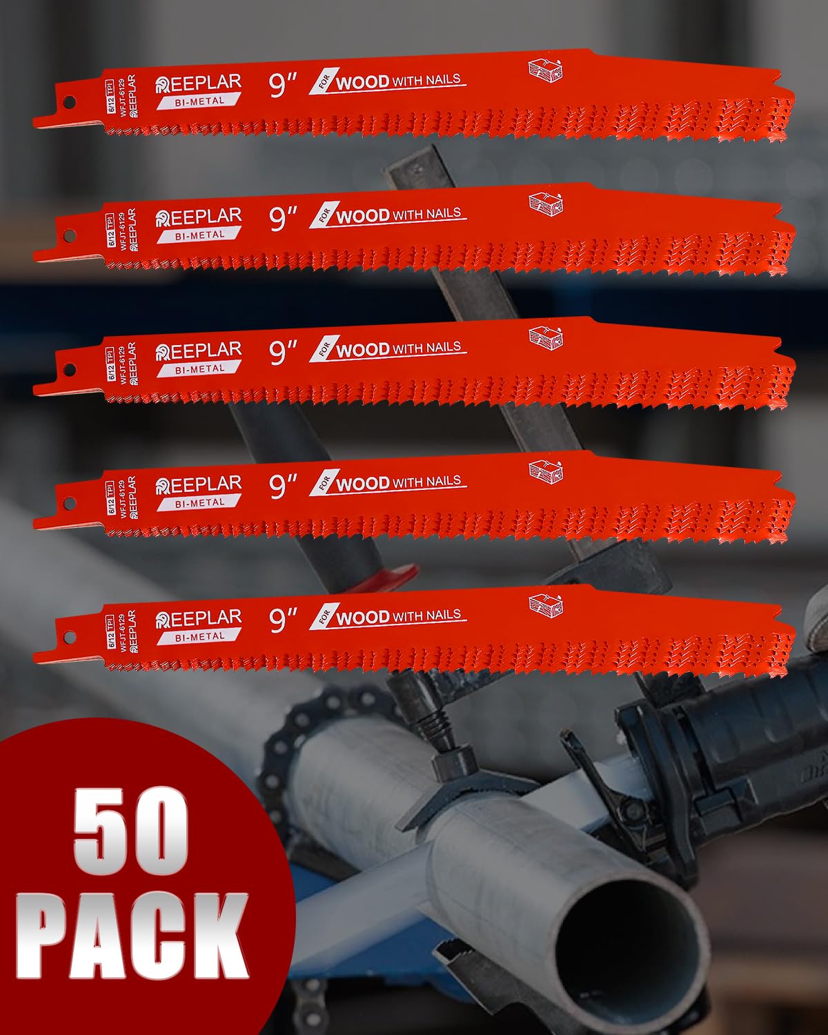 25 Pack 6 Inch 6/12 Tpi Reciprocating Saw Blades for Nail-Embedded Wood…