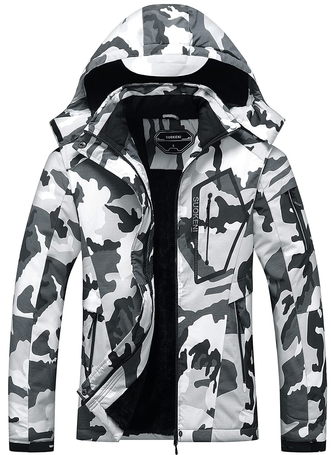 SUOKENI Women's Waterproof Warm Winter Snow Coat Hooded Raincoat Ski Snowboarding Jacket