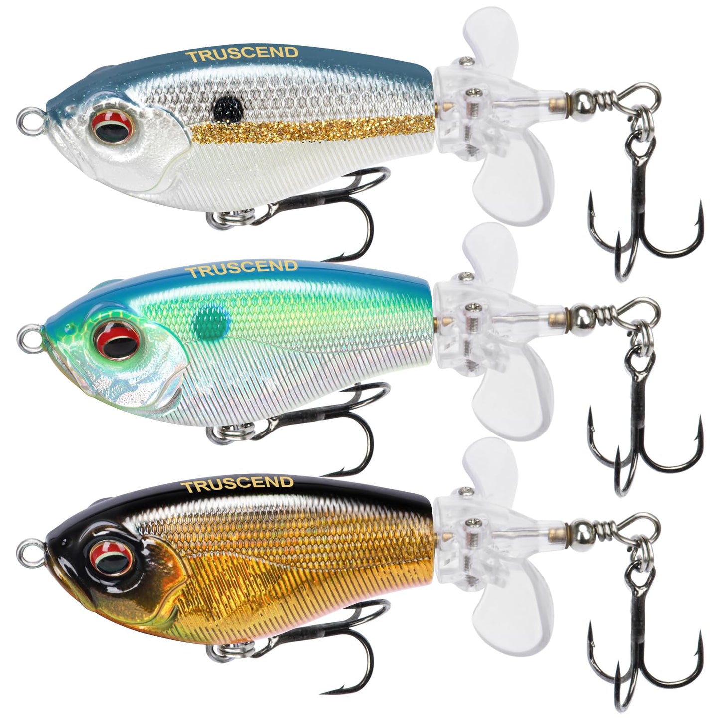 TRUSCEND PoPobait Plopper with BKK Hooks, Top Water Fishing Lures for Bass Walleye Pike Catfish Musky Perch, Floating Lure for Freshwater or Saltwater, Amazing Teasers Fishing Gifts for Family Fishing