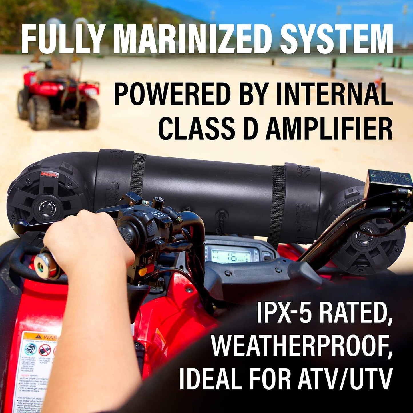 BOSS Audio Systems UTV4B ATV UTV Weatherproof Sound System - 4 Inch Speakers, 1 Inch Tweeters, Built-in Amplifier, Built-in Bluetooth, Easy Installation for 12 Volt Vehicles