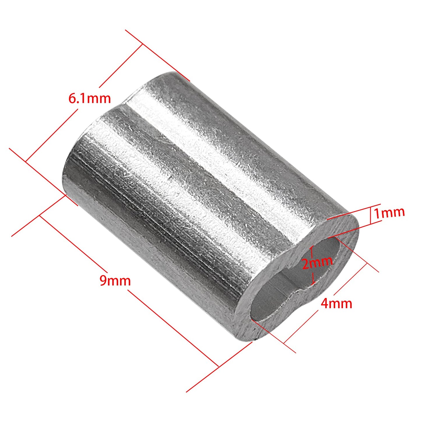 HSTECH 3/32" (2.5mm) 100PCS Aluminum Crimping Loop Sleeve for Wire Rope, Cable Ferrule