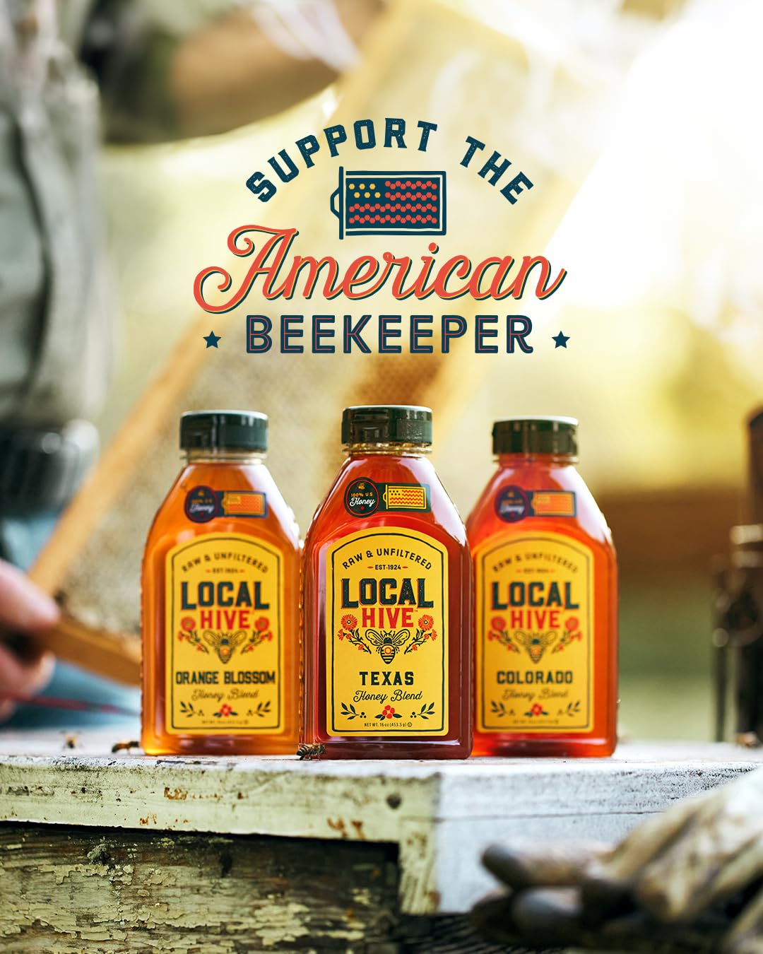 Local Hive Midwest Raw Unfiltered Honey – 16 oz, 100% Pure US Honey, Sourced from American Bees and Beekeepers - Natural Sweetener, Ideal for Tea, Baking, and Cooking
