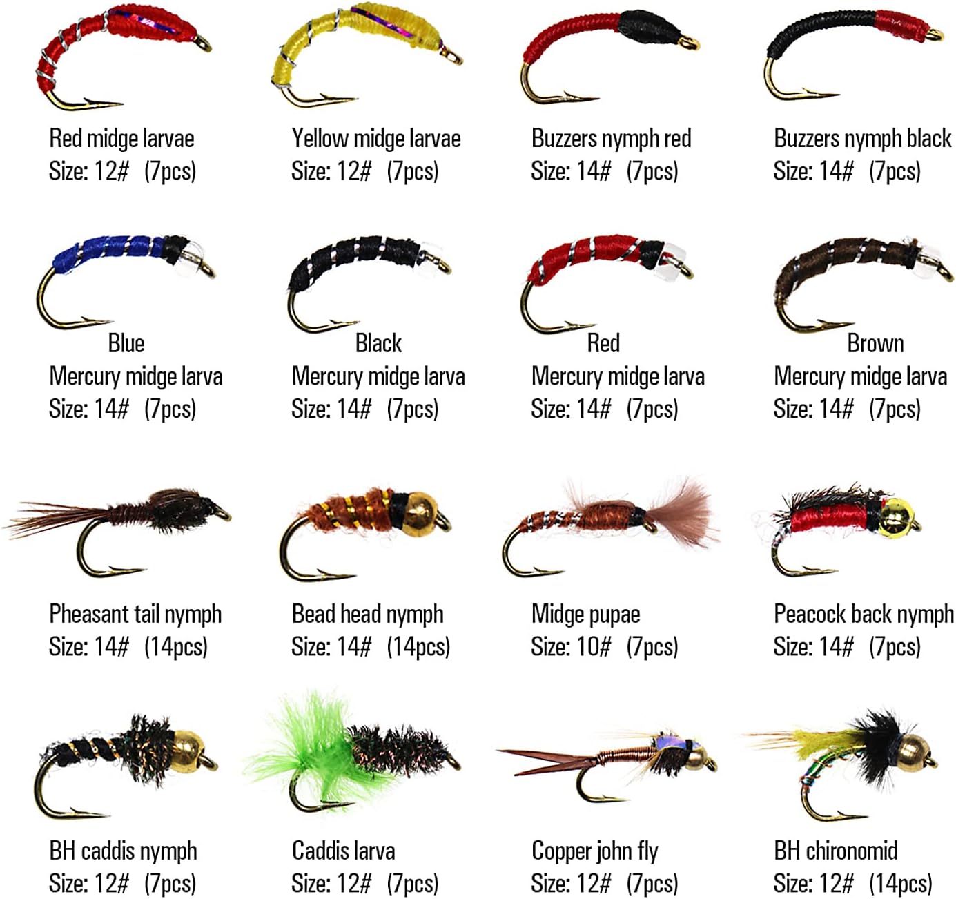 133pcs/Set Ultra-Thin Portable Nymph Scud Midge Flies Kit Assortment with Box Trout Fishing Fly Lures