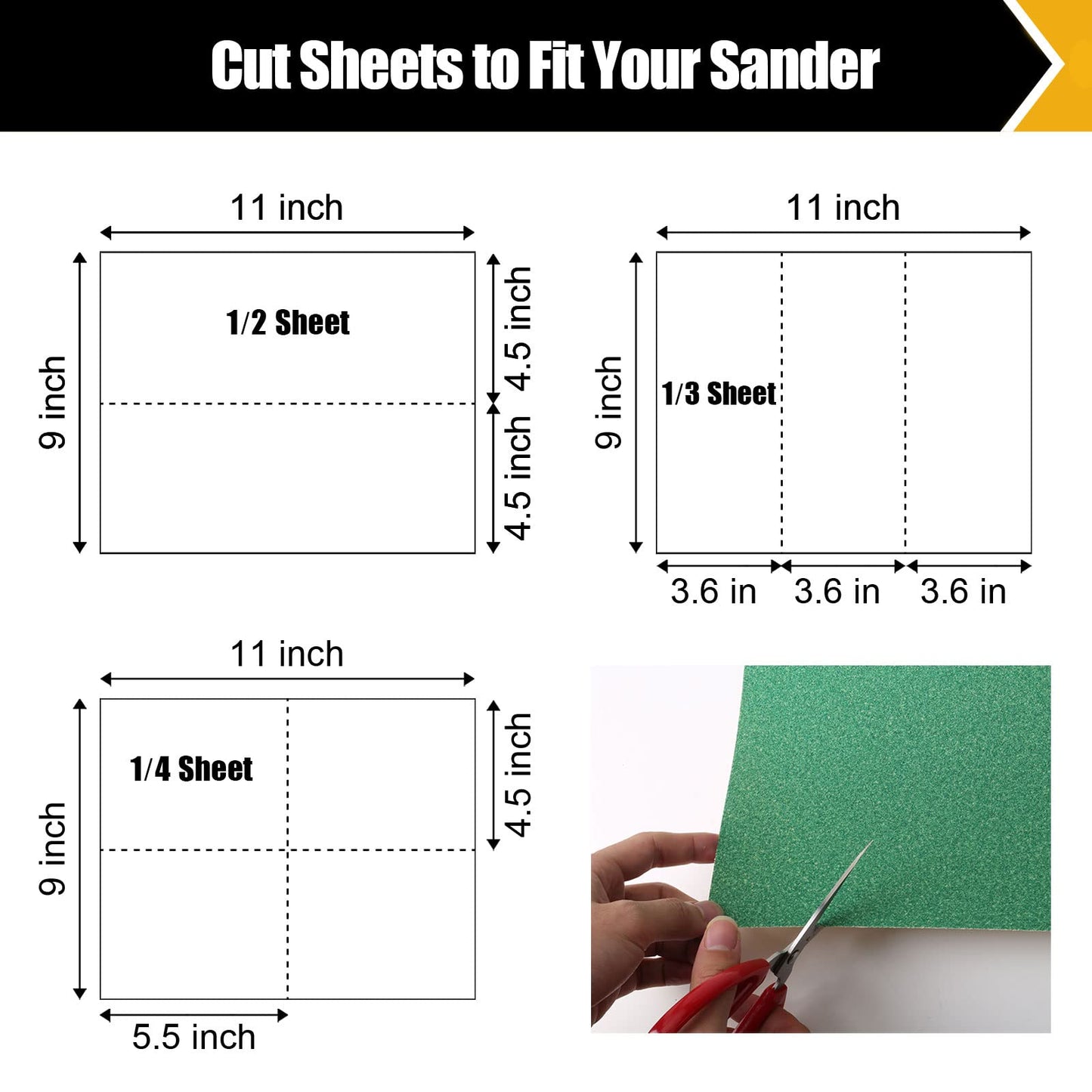 50 Pcs 1/4 Sheet Sandpaper, Premium Sand Paper 80/120/150/220/320/400 Grit Sandpaper Sheet Sand Paper Assortment for Wood Metal Automotive Palm Sanders 5.5" x 4.5"