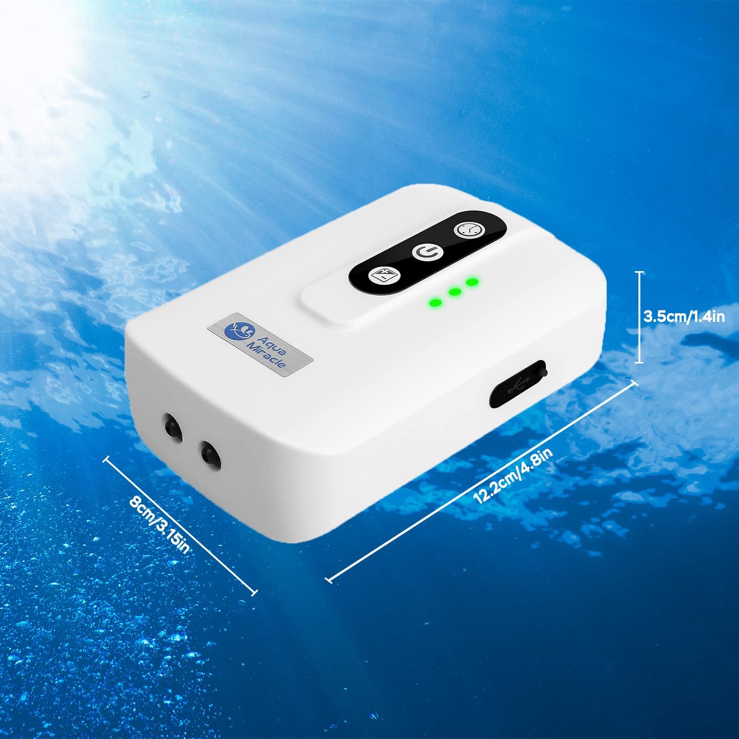 AquaMiracle Lithium Battery Powered Portable Aquarium Air Pump for Fish Tank, USB Rechargeable Aquarium Bubbler Aerator for Outdoor Fishing, Power Outages and Emergency