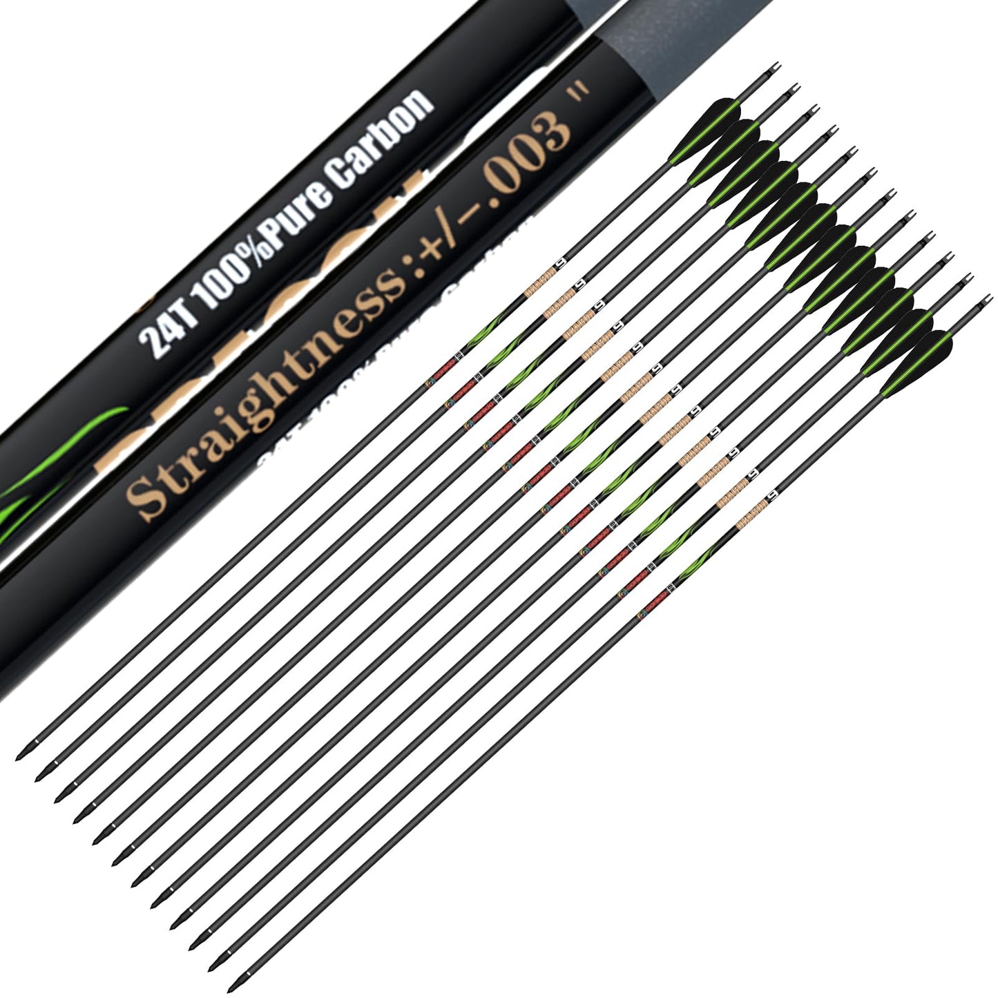 sanlida 100% Pure Carbon Arrows, 0.001"/0.003"/0.006", Buy 12 Get 12 Free/Buy 6 Get 6 Free!10 Spines Deflection for Compound Bow & Recurve Bows (12PCS / 24PCS)