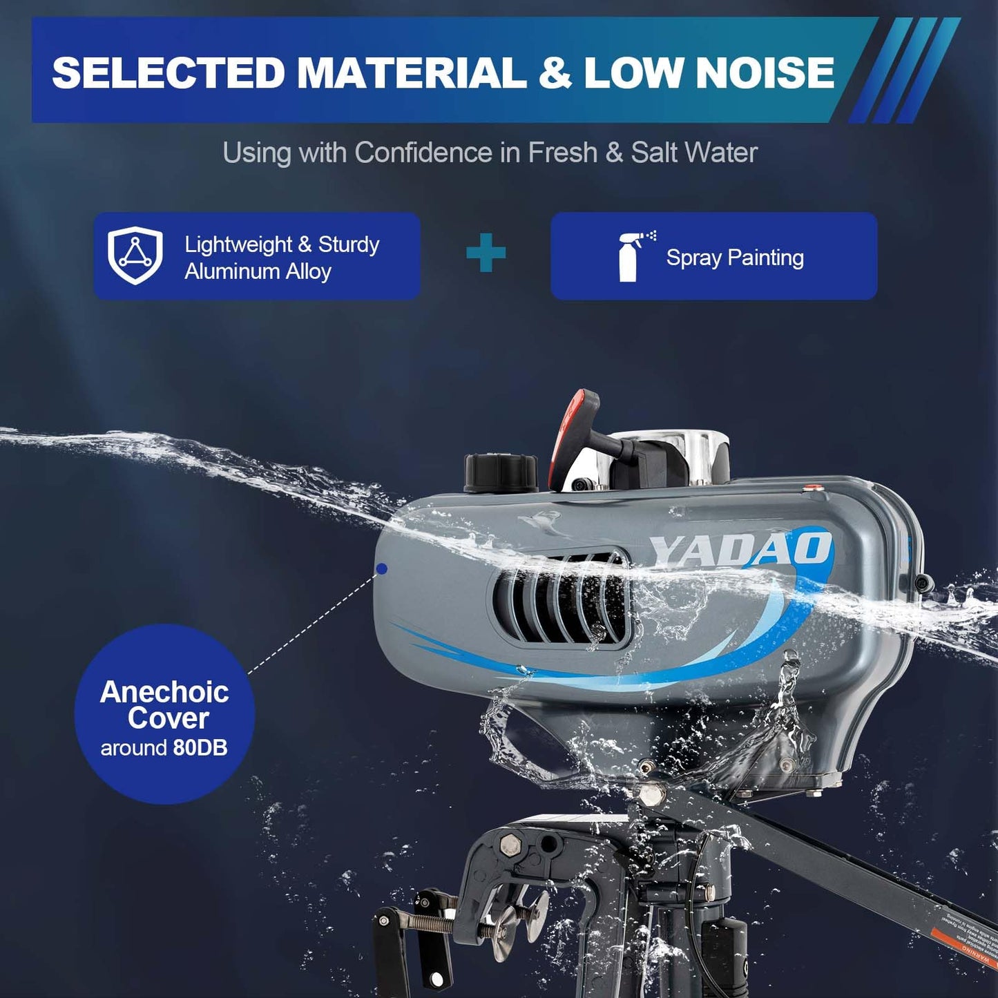 Outboard Motor Boat Engine, 2 Stroke Heavy Duty Fishing Boat Engine 3.5HP Gas Trolling Motor with Water Cooling CDI System for Rubber Boats, Inflatable Boats, Sailboats