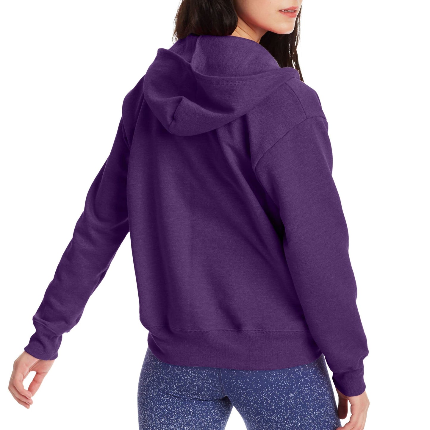 Hanes Women's EcoSmart Full-Zip Hoodie Sweatshirt, Violet Splendor Heather, Medium