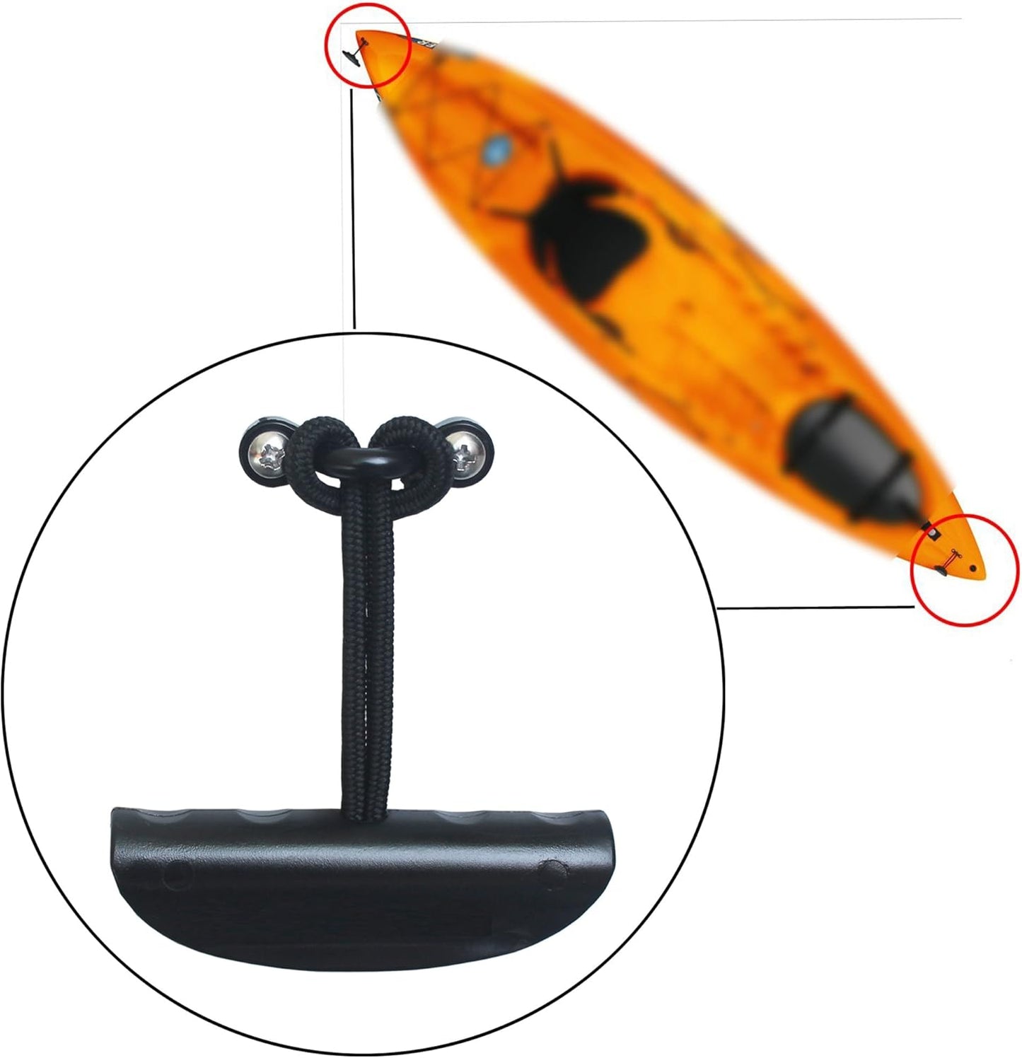 YYST Lot 2 Kayak Carry Handle Pull Handle T-Handle with Cord and Pad Eyes