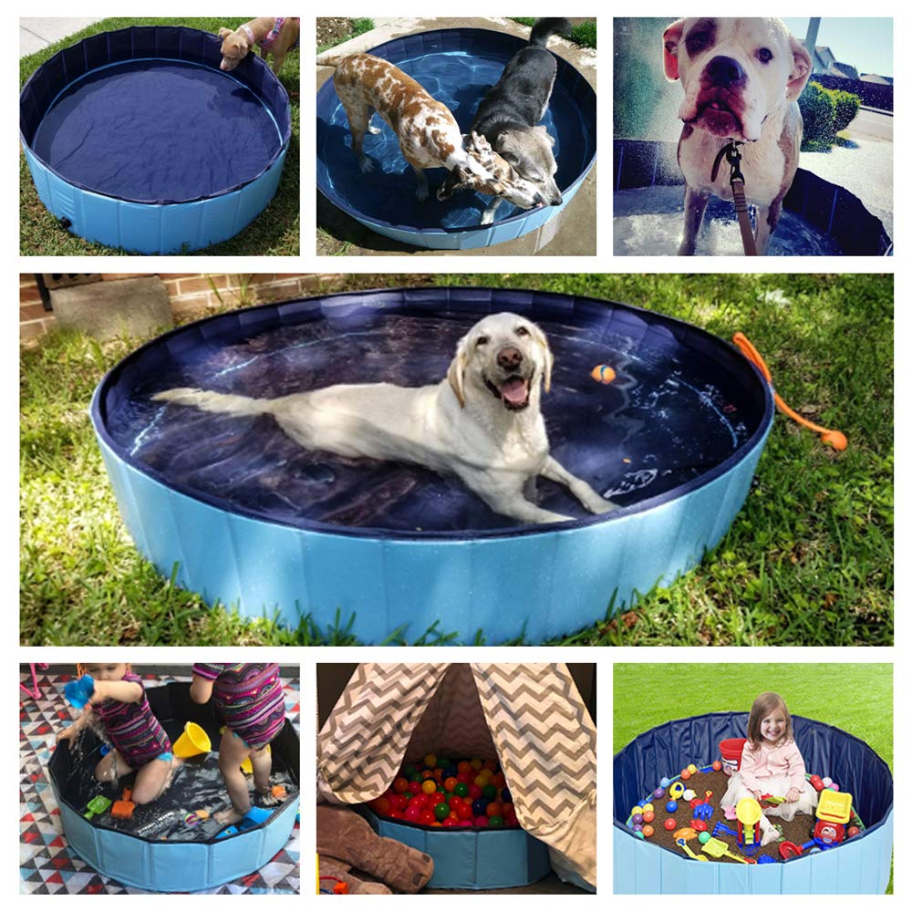 Jasonwell Foldable Dog Pet Bath Pool Collapsible Dog Pet Pool Bathing Tub Kiddie Pool Doggie Wading Pool for Puppy Small Medium Large Dogs Cats and Kids 48" Blue