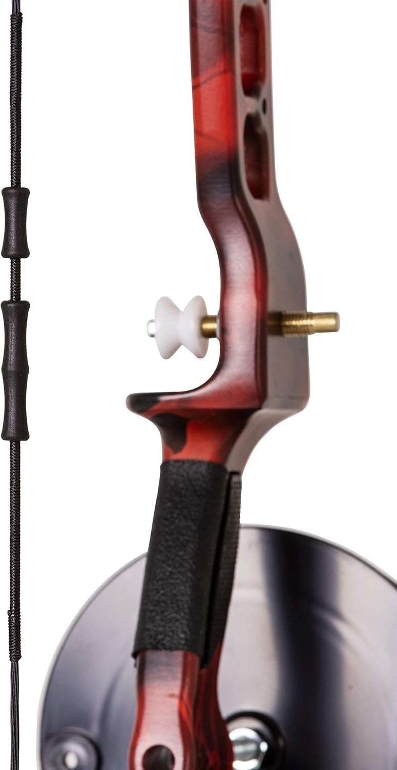 Cajun Bowfishing Fish Stick Bowfishing Bow Package with Drum Reel, Roller Rest, and Piranha Point Arrow, Right Hand, Red