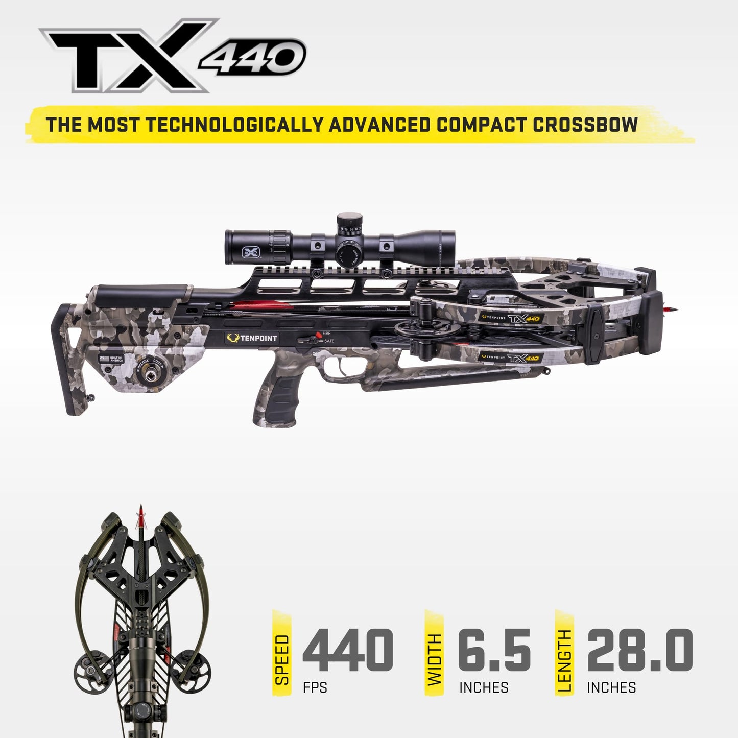 TenPoint TX 440 Crossbow - 440 FPS - Most Advanced Compact, Forward Draw Crossbow in The World