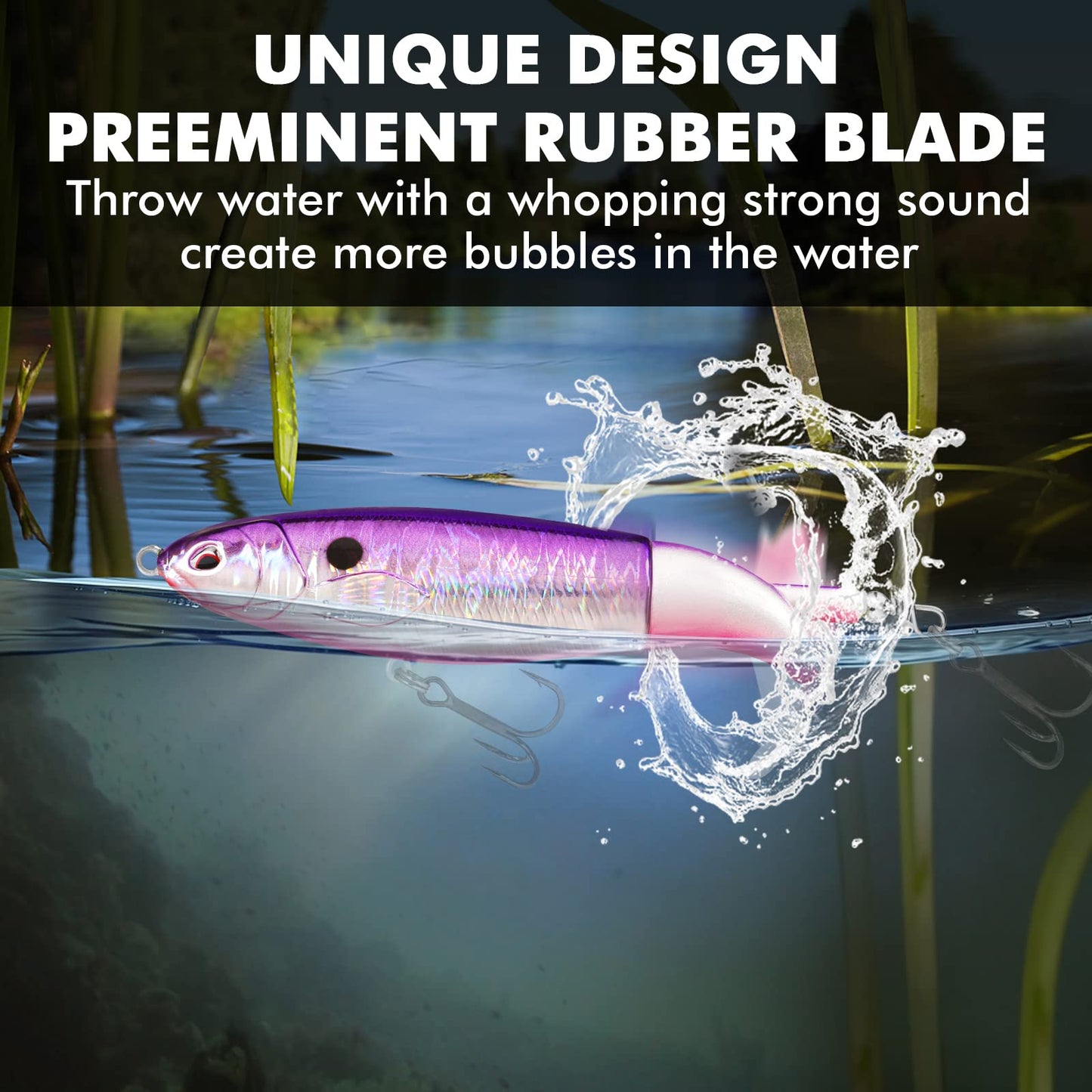 TRUSCEND PoPobait Plopper with BKK Hooks, Top Water Fishing Lures for Bass Walleye Pike Catfish Musky Perch, Floating Lure for Freshwater or Saltwater, Amazing Teasers Fishing Gifts for Family Fishing