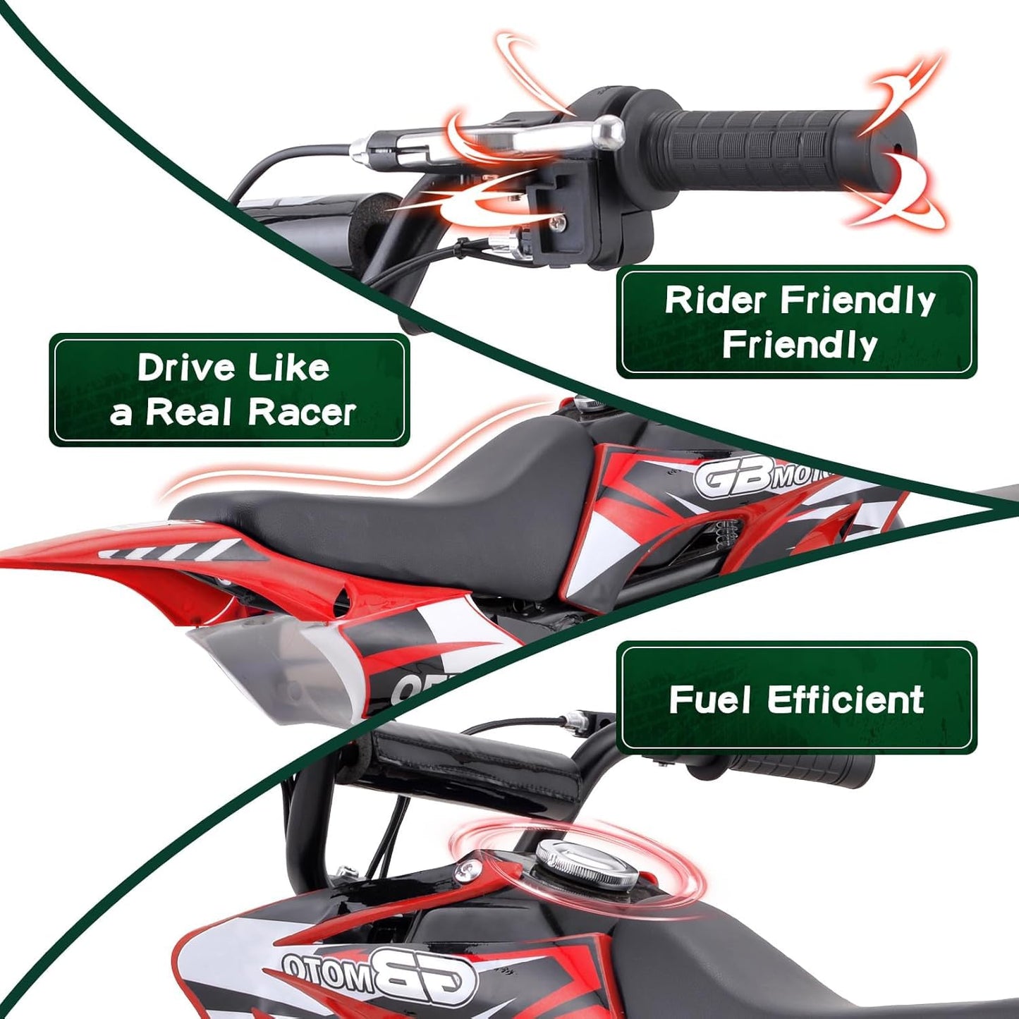 49CC 2-Stroke Gas Power Mini Dirt Bike Dirt Off Road Motorcycle (Red)