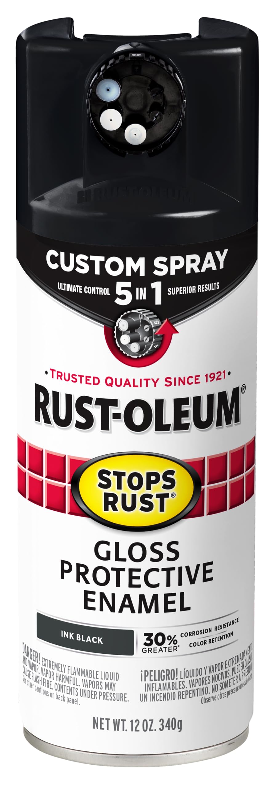 Rust-Oleum 376892 Stops Rust Custom Spray 5-in-1 Spray Paint, 12 oz, Gloss Leather Brown