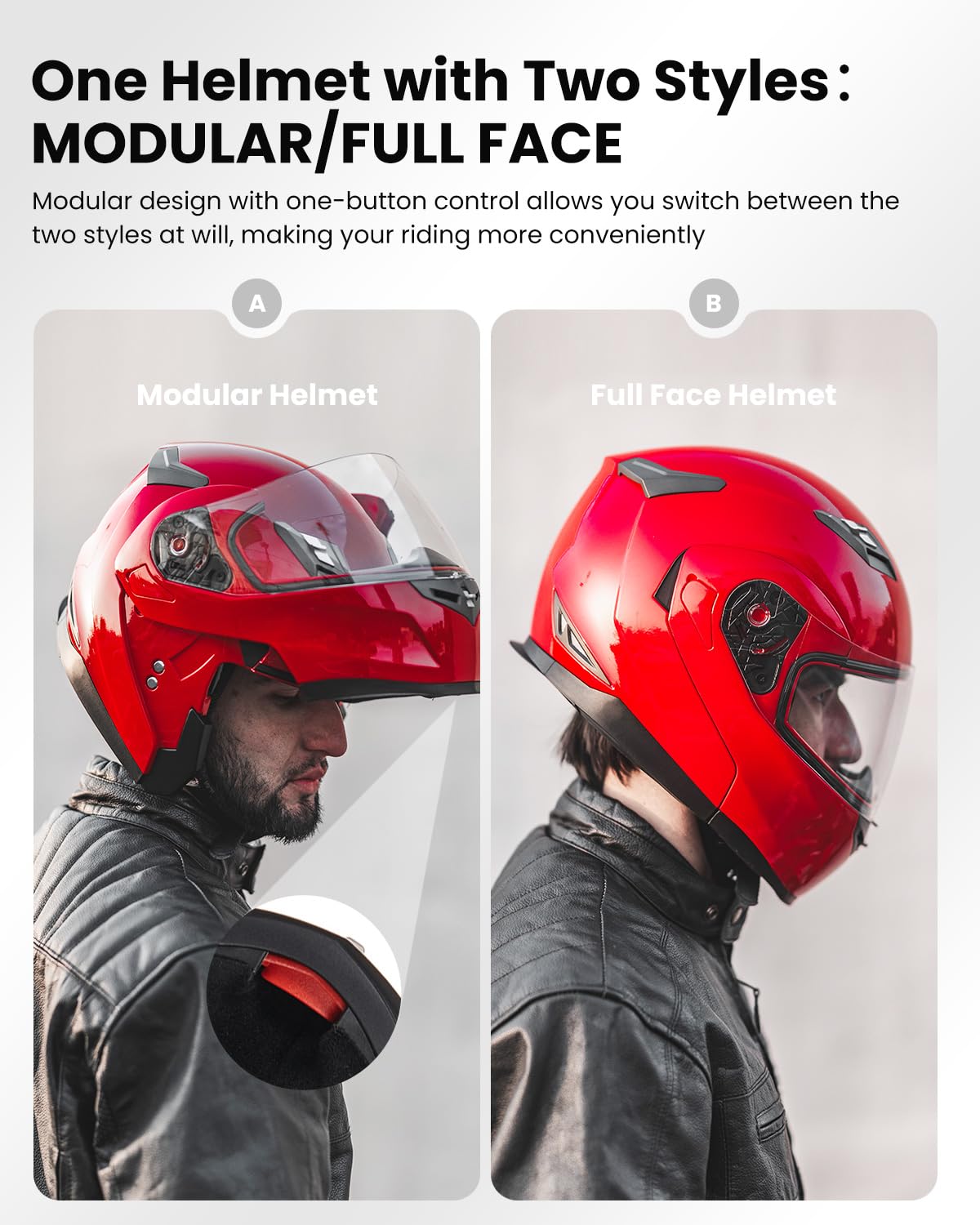 ILM Bluetooth Integrated Modular Flip up Full Face Motorcycle Helmet Sun Shield Mp3 Intercom Model 953/953 PRO