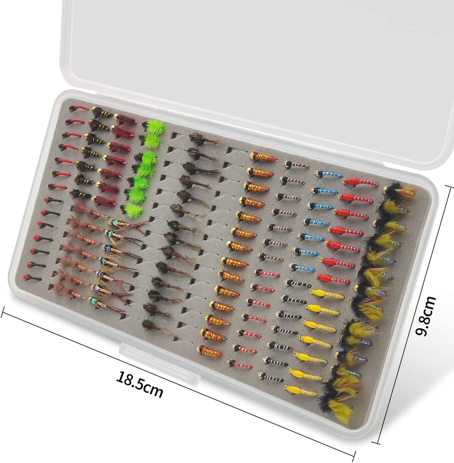 133pcs/Set Ultra-Thin Portable Nymph Scud Midge Flies Kit Assortment with Box Trout Fishing Fly Lures