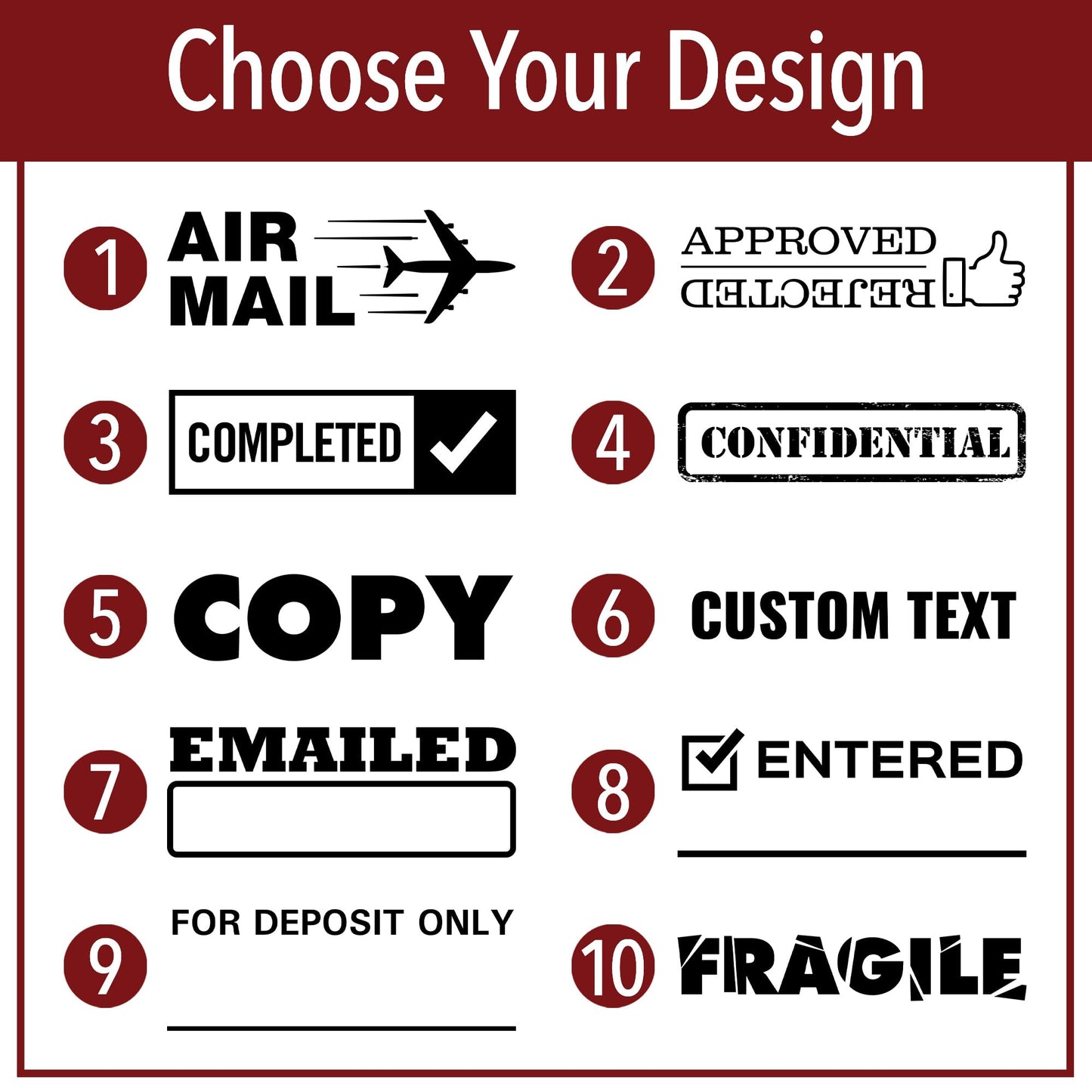 Custom Text Office Stamp | 4 Different Sizes | 20 Designs | Multiple Color Options | Up to 3 Lines of Text | Perfect for Quick Validation of Office Documents (Custom Text, Large)