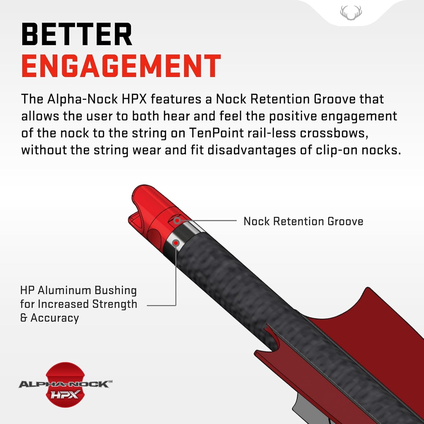 TenPoint CenterPunch HPX - Pack of Six - Non-Lighted 20” Carbon Arrows with Alpha-Nock HPX - Compatible with All TenPoint & Wicked Ridge Crossbows