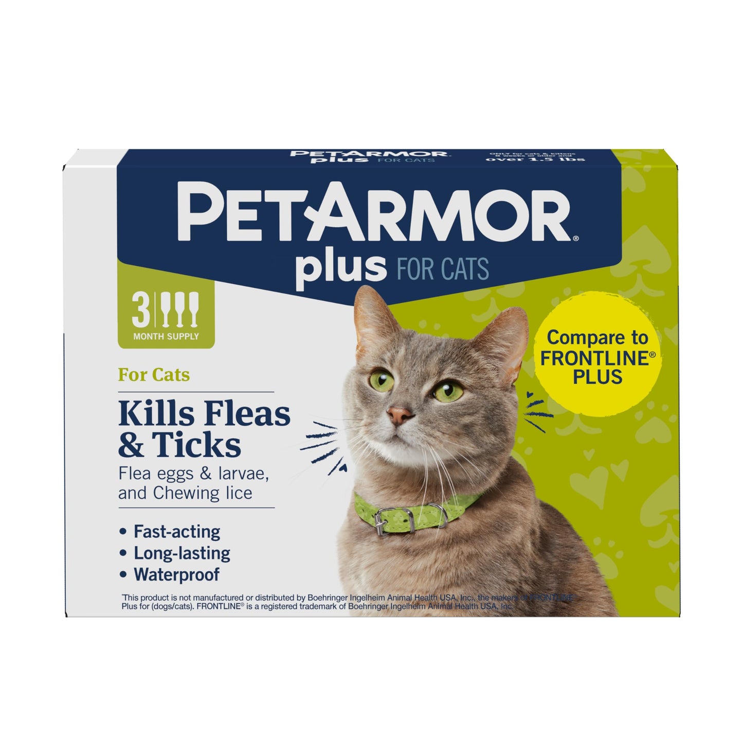 PetArmor Plus Flea and Tick Prevention for Cats, Cat Flea and Tick Treatment, 6 Dose, Waterproof Topical, Fast Acting, Cats Over 1.5 lbs
