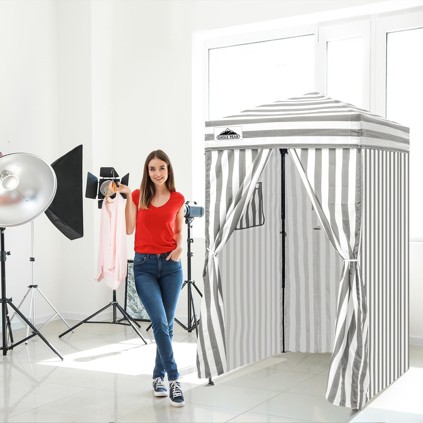 EAGLE PEAK Flex Compact 4x4 Pop-up Canopy Changing Room, Portable Dressing Room, Privacy Changing Tent for Indoor Fashion Photoshoots, Camping, or Pool, Purple