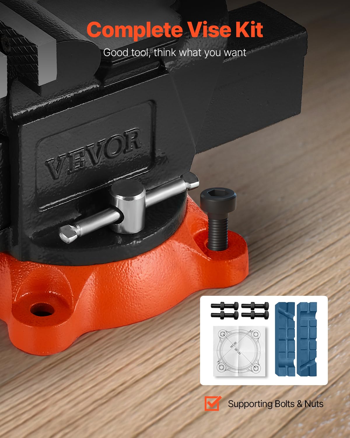 VEVOR Bench Vise, 6-inch Jaw Width 5.9-inch Jaw Opening, 360-Degree Swivel Locking Base Multipurpose Vise w/Anvil, Heavy Duty Ductile Iron Workbench Vise w/Bolts & Nuts, for Drilling, Pipe Cutting