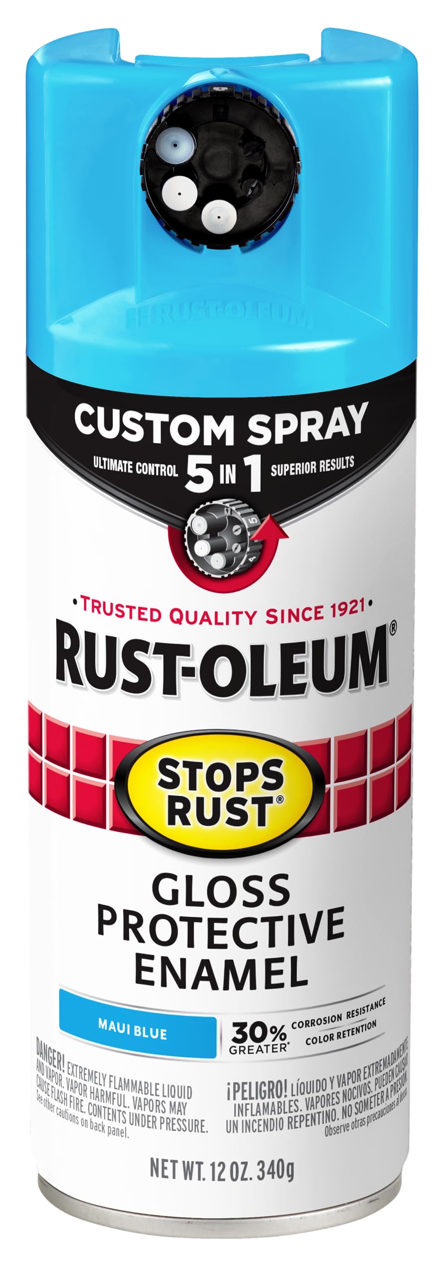 Rust-Oleum 376892 Stops Rust Custom Spray 5-in-1 Spray Paint, 12 oz, Gloss Leather Brown