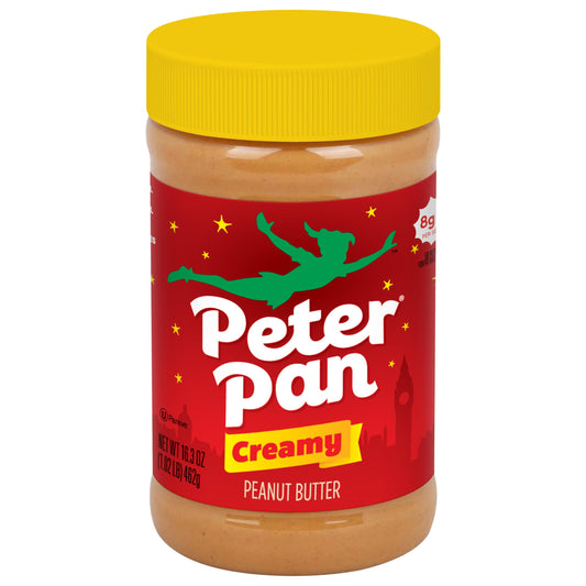 Peter Pan Creamy Peanut Butter, Made with Roasted Peanuts, Great for Peanut Butter and Jelly Sandwiches and Peanut Butter Snacks, Gluten Free Peanut Butter, 16.3 OZ Jar (Pack of 12)