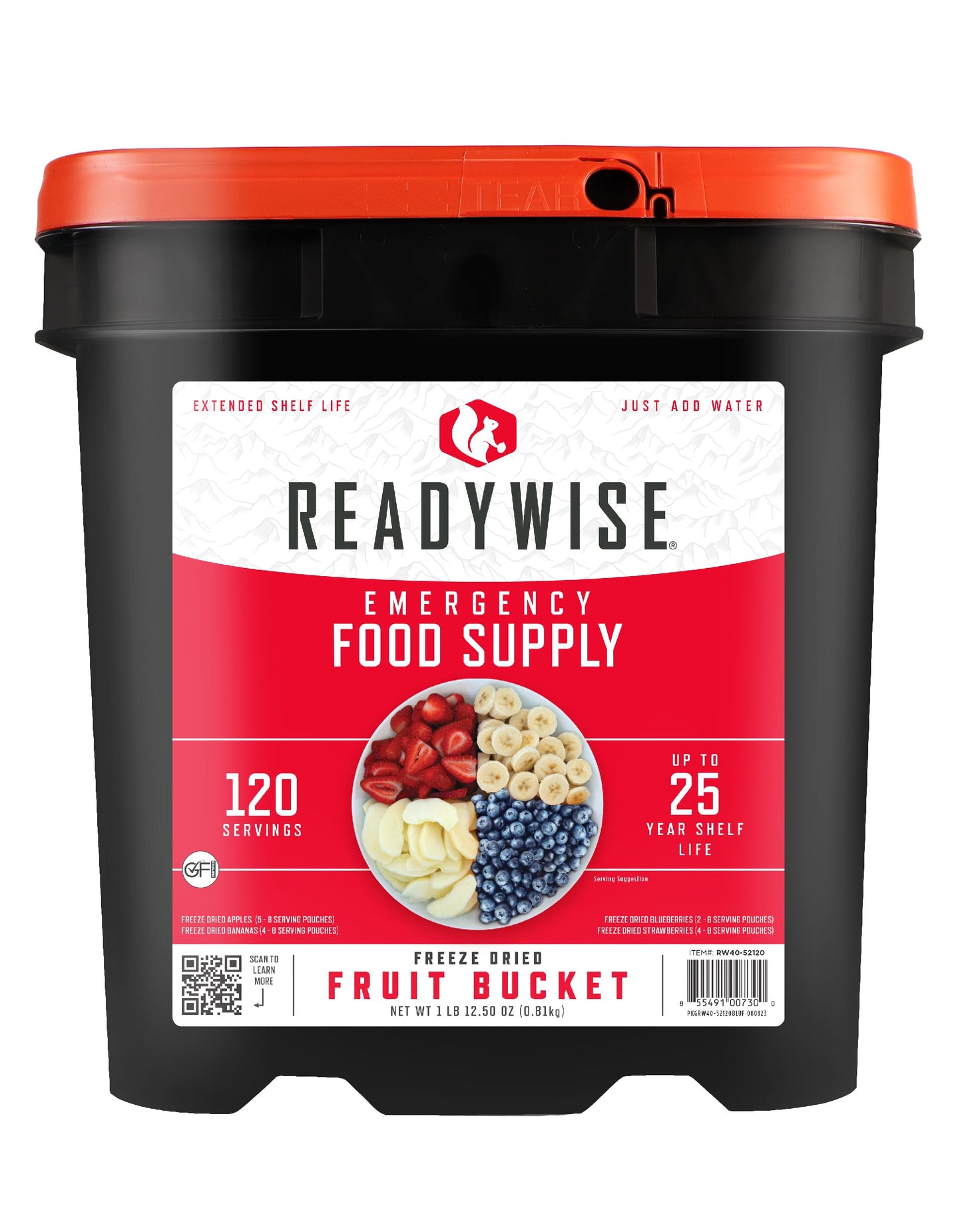 READYWISE - Emergency Food Supply Bucket, 120 Servings, MRE Meal Food Supply, Premade, Freeze Dried Survival Rations for Hiking, Adventure & Camping Essentials, Individually Packaged, 25 Year Shelf Life